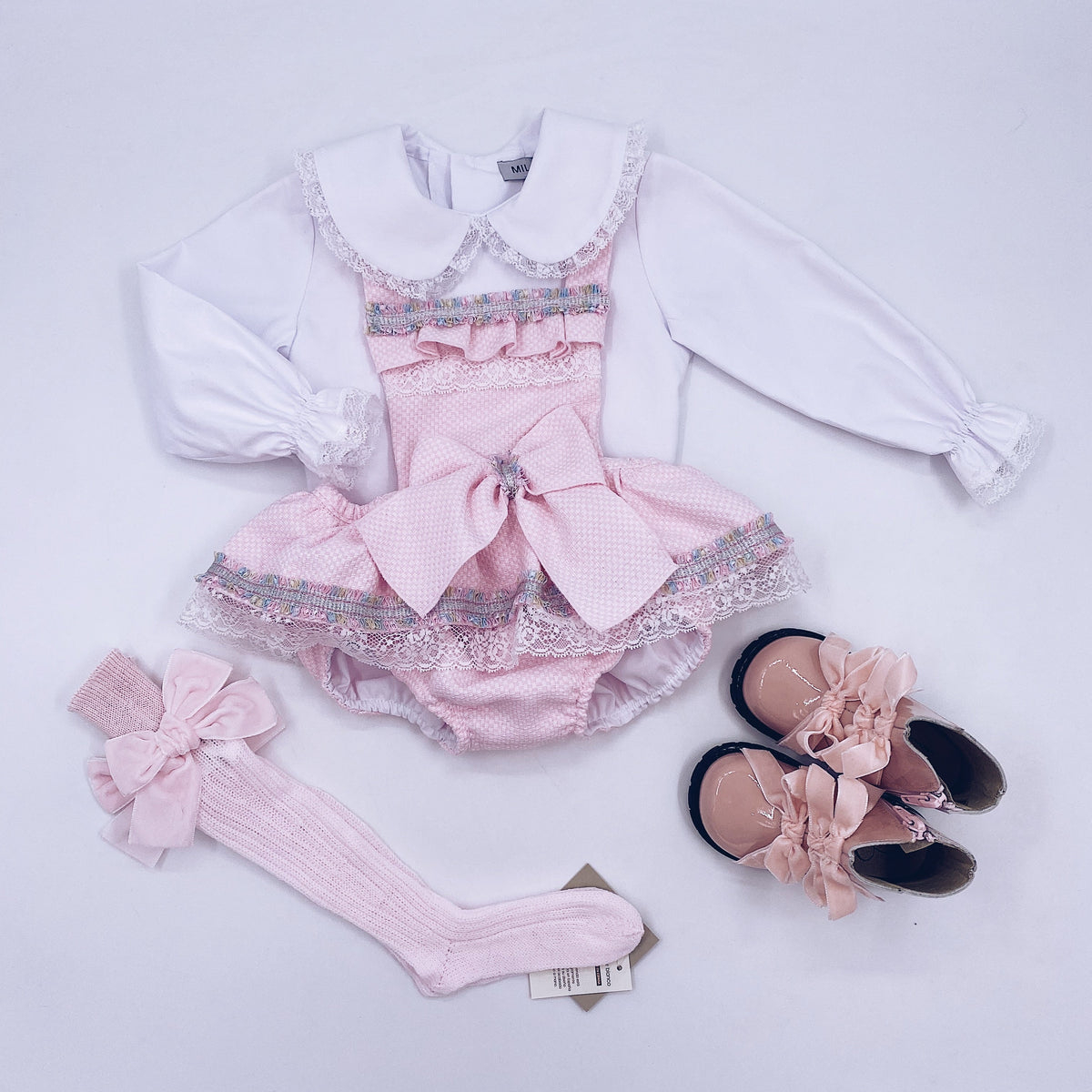 Rahigo - Two Piece Jam Pant Set With Pink Trim - Pink main image 1