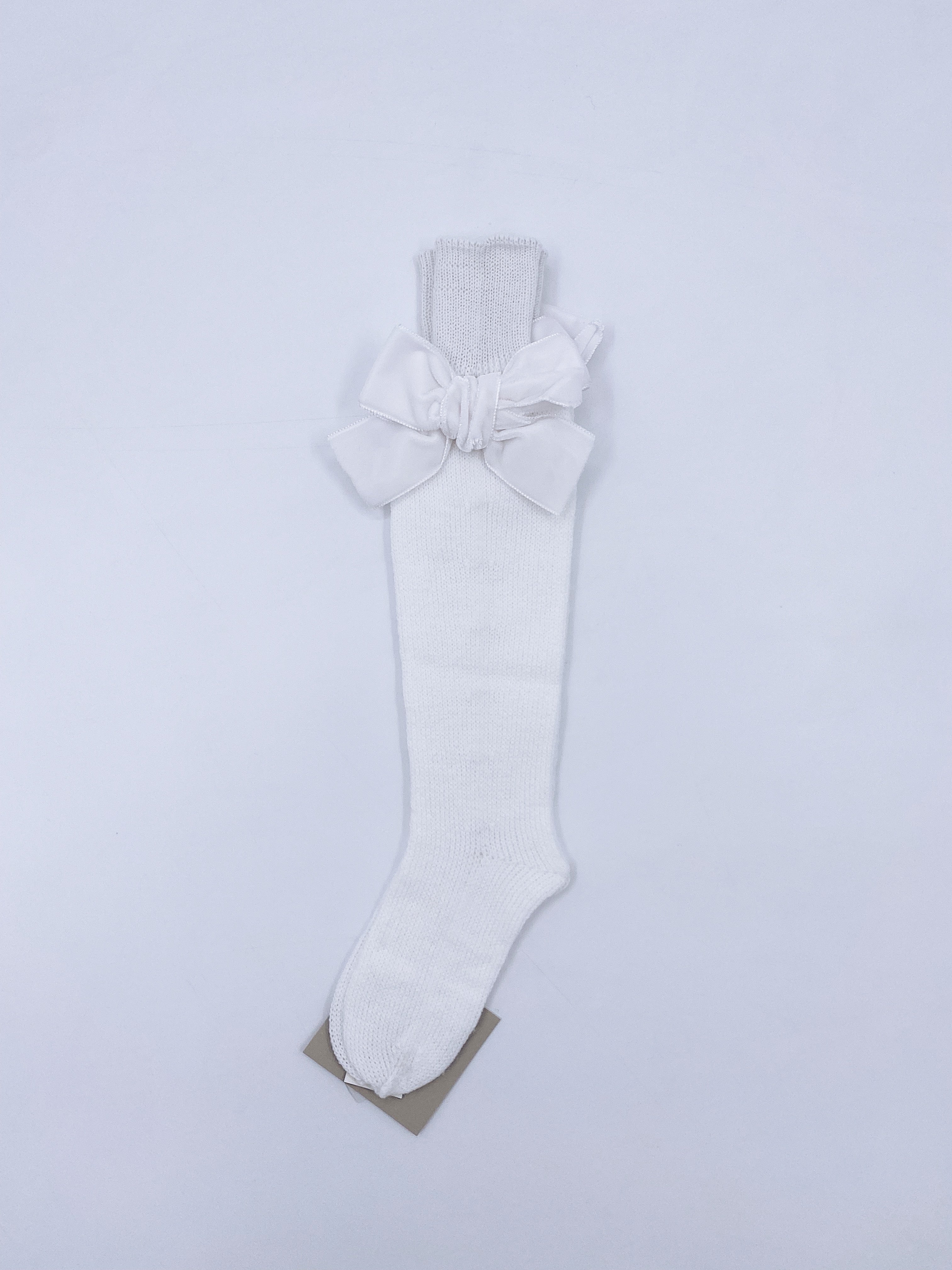 Beautiful high knee Knitted socks with Luxurious velvet bows(7009)