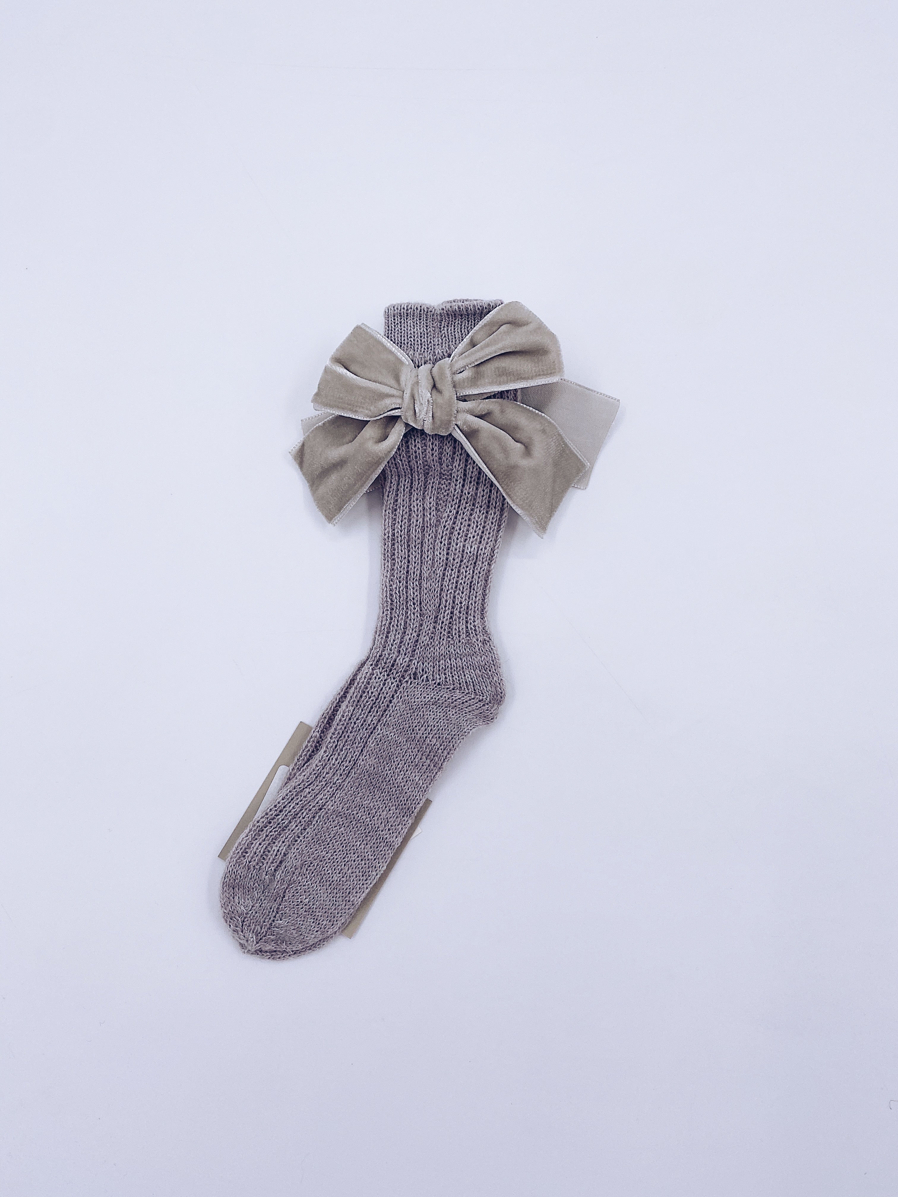 Beautiful knitted socks with Luxurious velvet bows