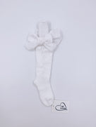 MI LOVES SIGNATURE KNITTED HIGH KNEE SOCKS WITH VELVET BOWS