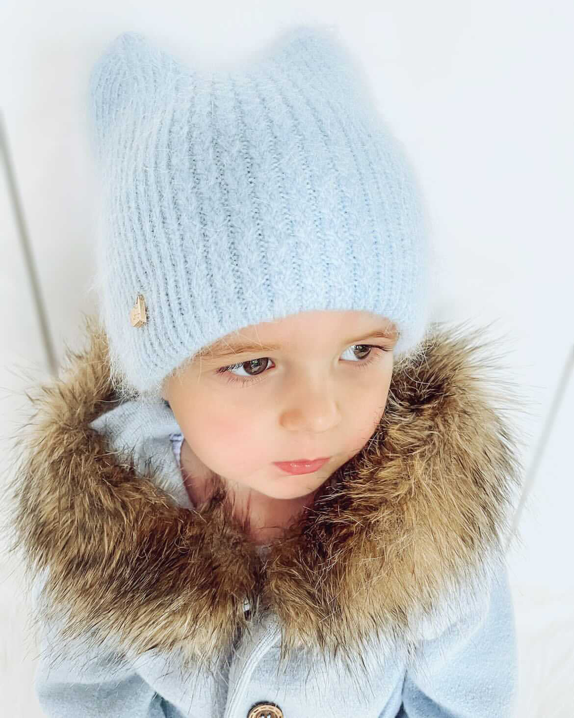 MI LOVES SIGNATURE Kids Kitten Angora Hat