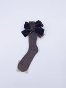 Beautiful knitted socks with Luxurious velvet bows