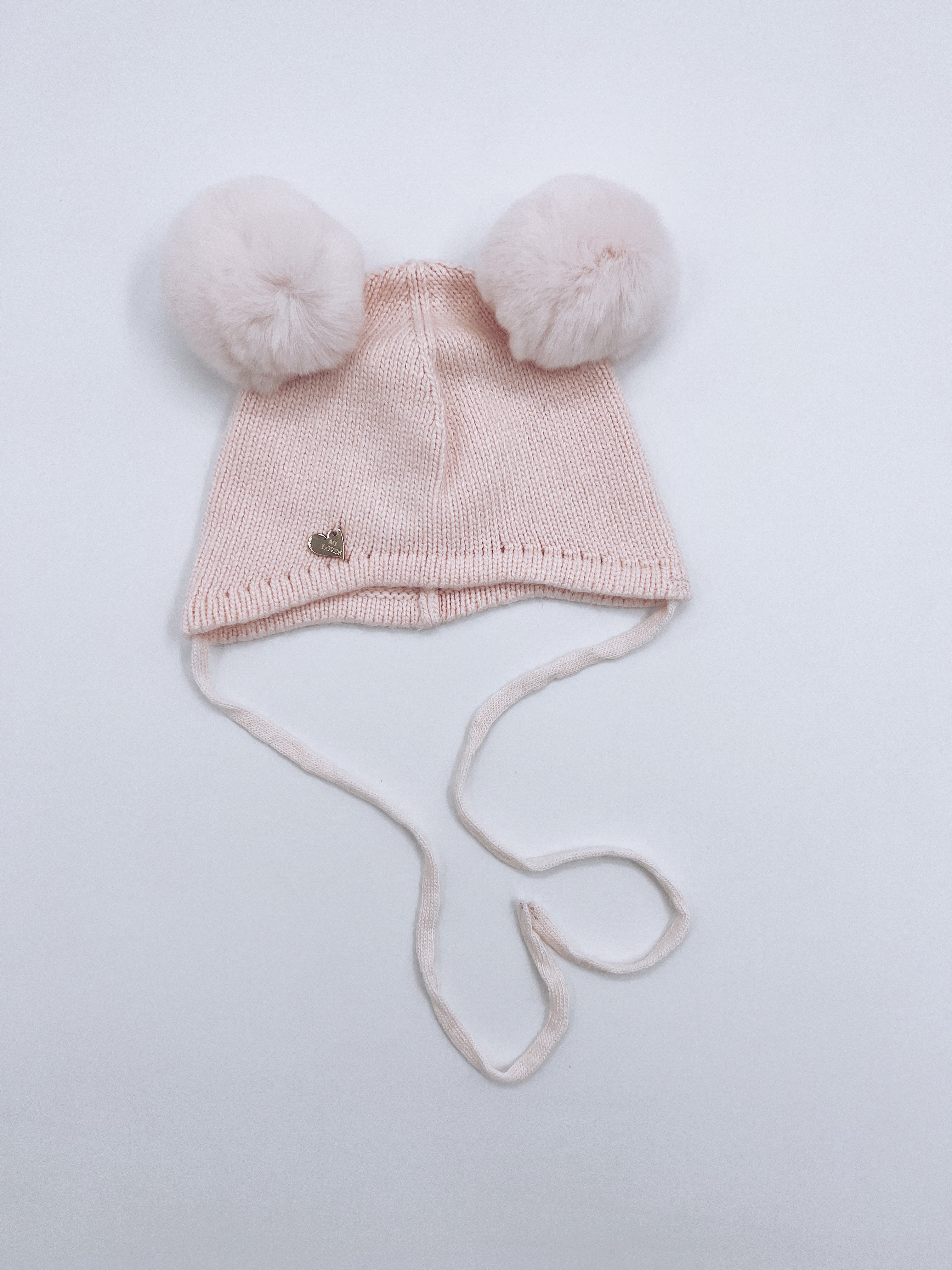 MI LOVES SIGNATURE Little Bear Angora Double pompom hat. C