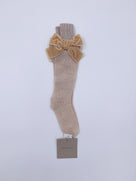 Beautiful Knitted High Knee Socks With Velvet Bows