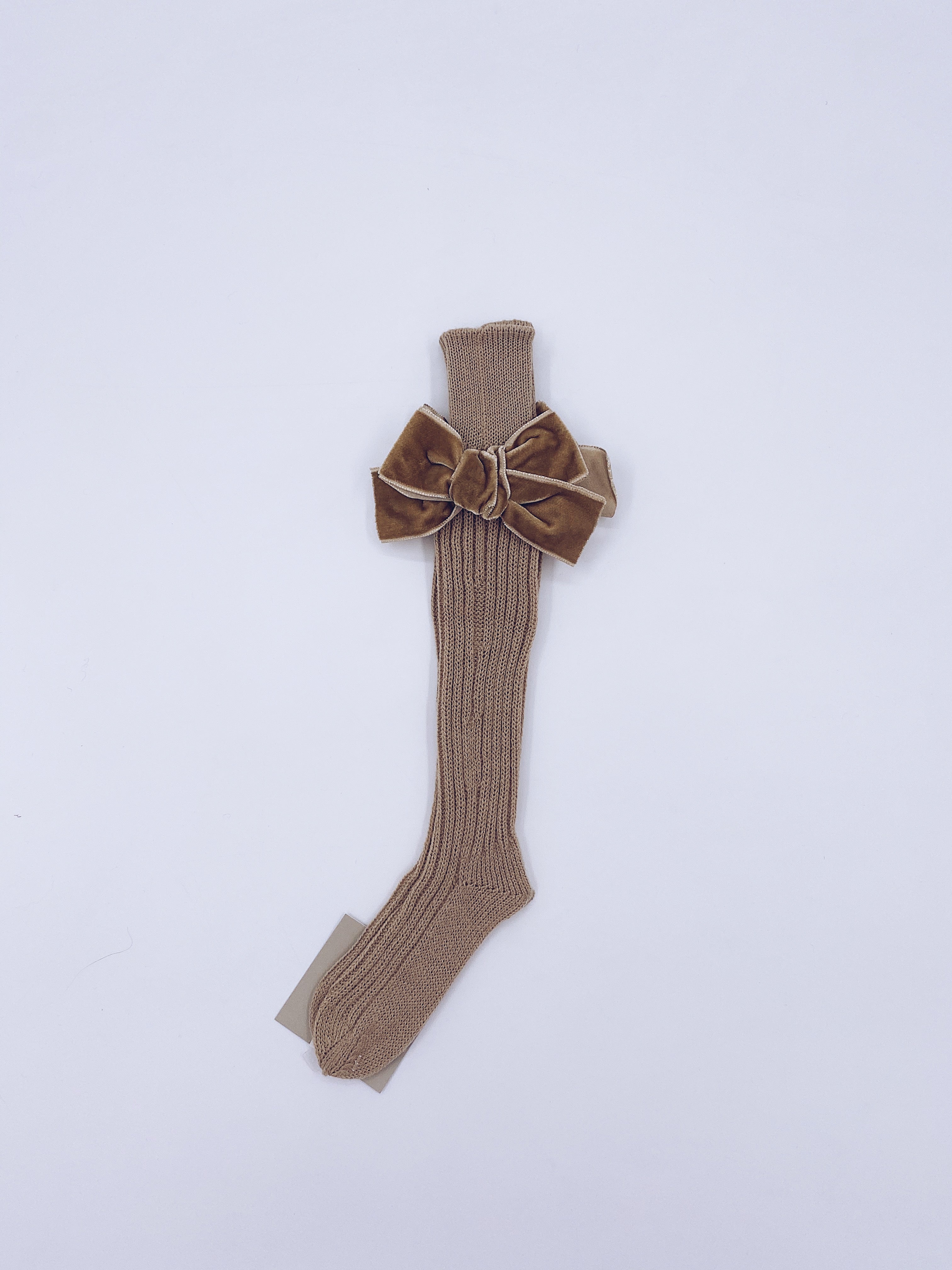 Beautiful high knee Knitted socks with Luxurious velvet bows(7051)