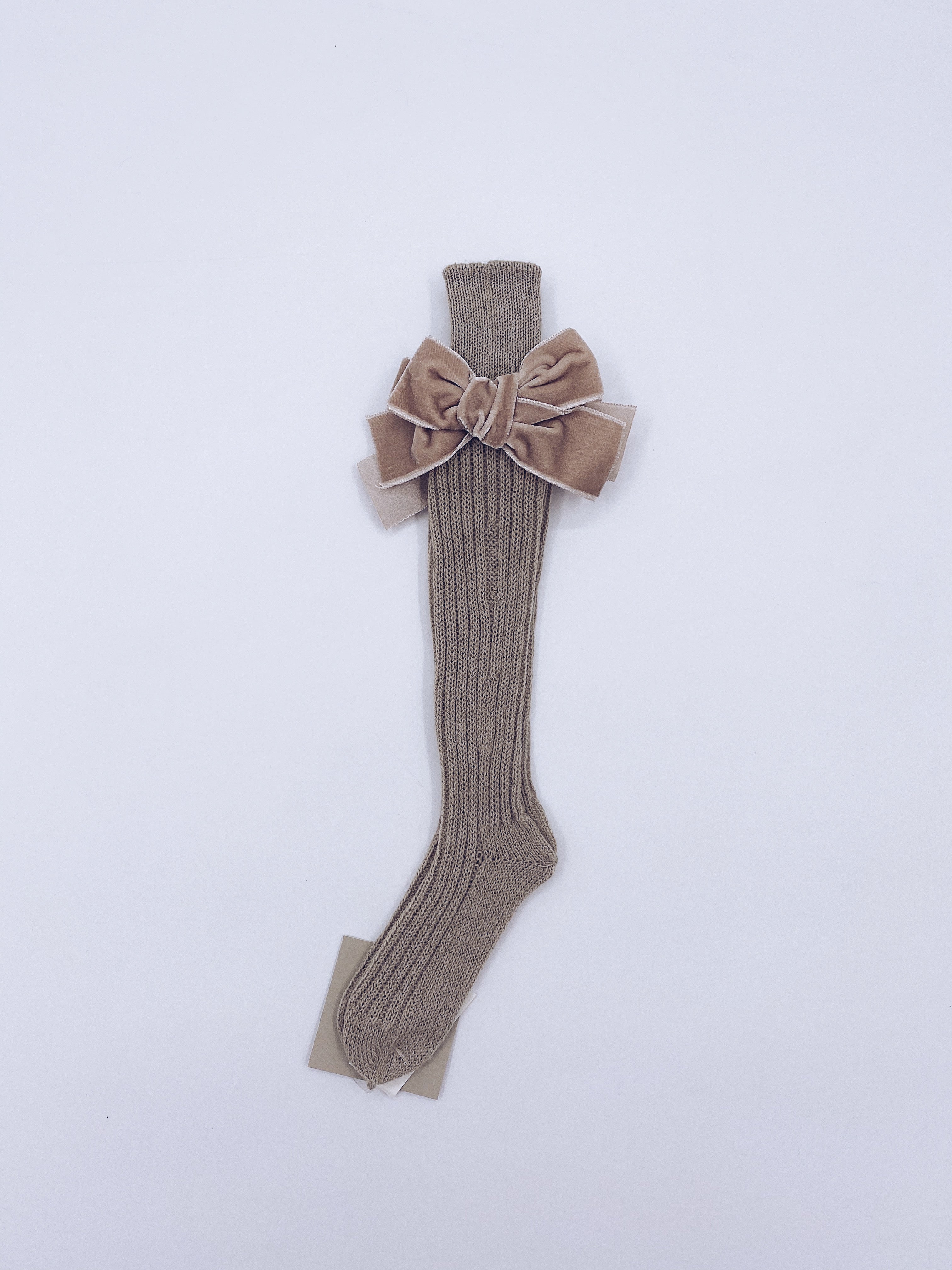 Beautiful high knee Knitted socks with Luxurious velvet bows(7051)