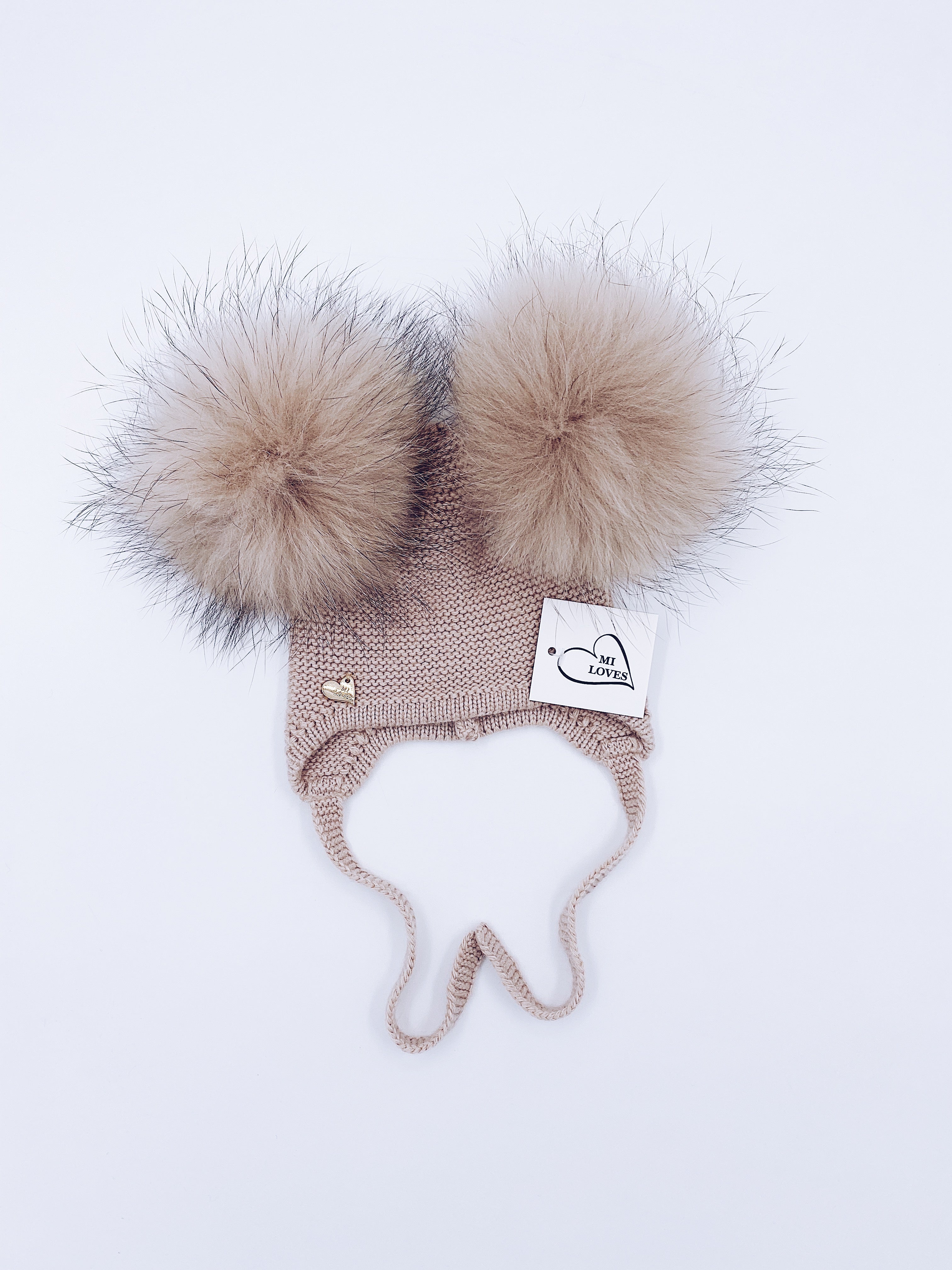 NEW MI LOVES Signature Cashmere Double pompom hat