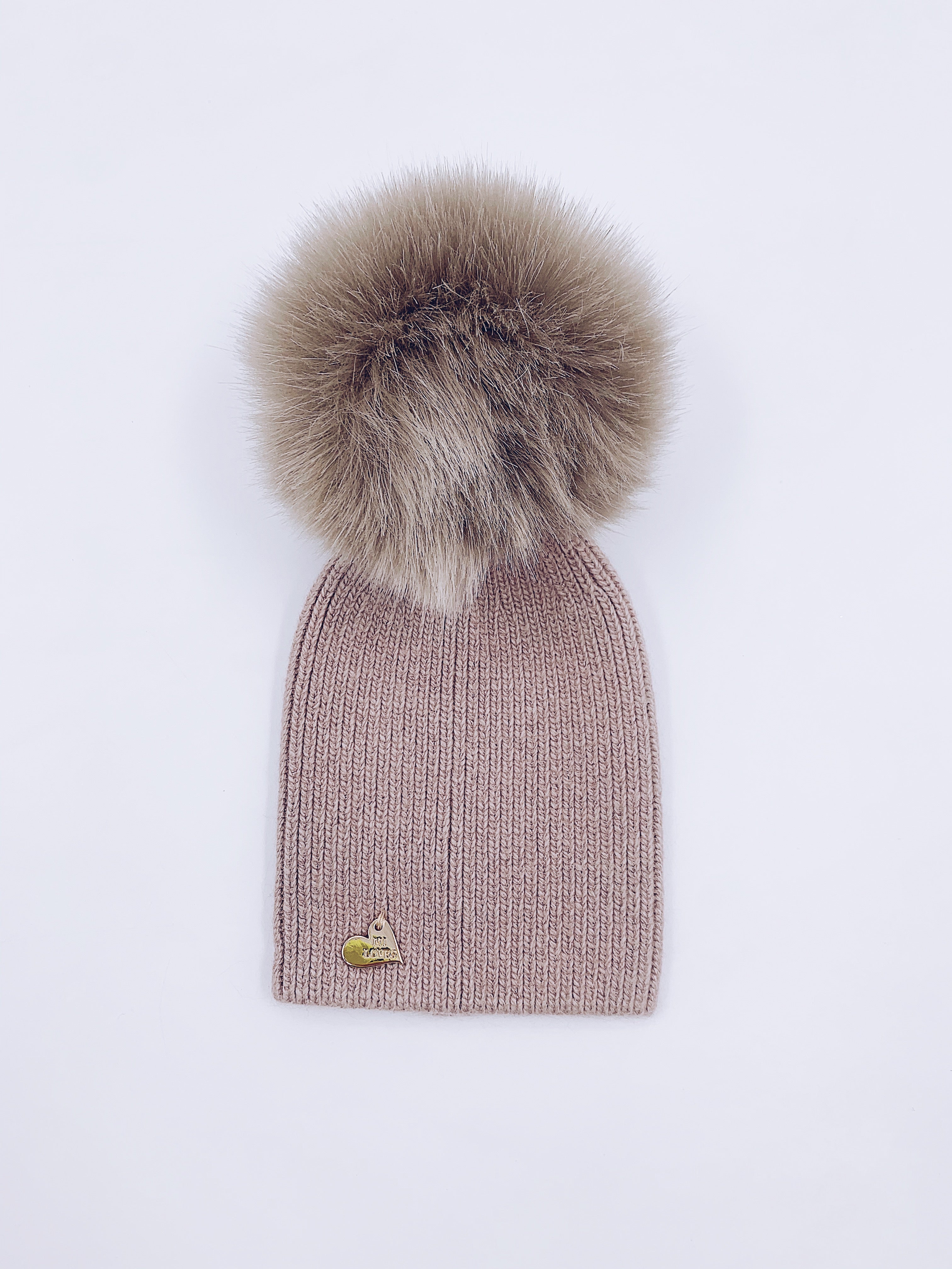 MI LOVES SIGNATURE Angora kids hat with Synthetic FUR pompom
