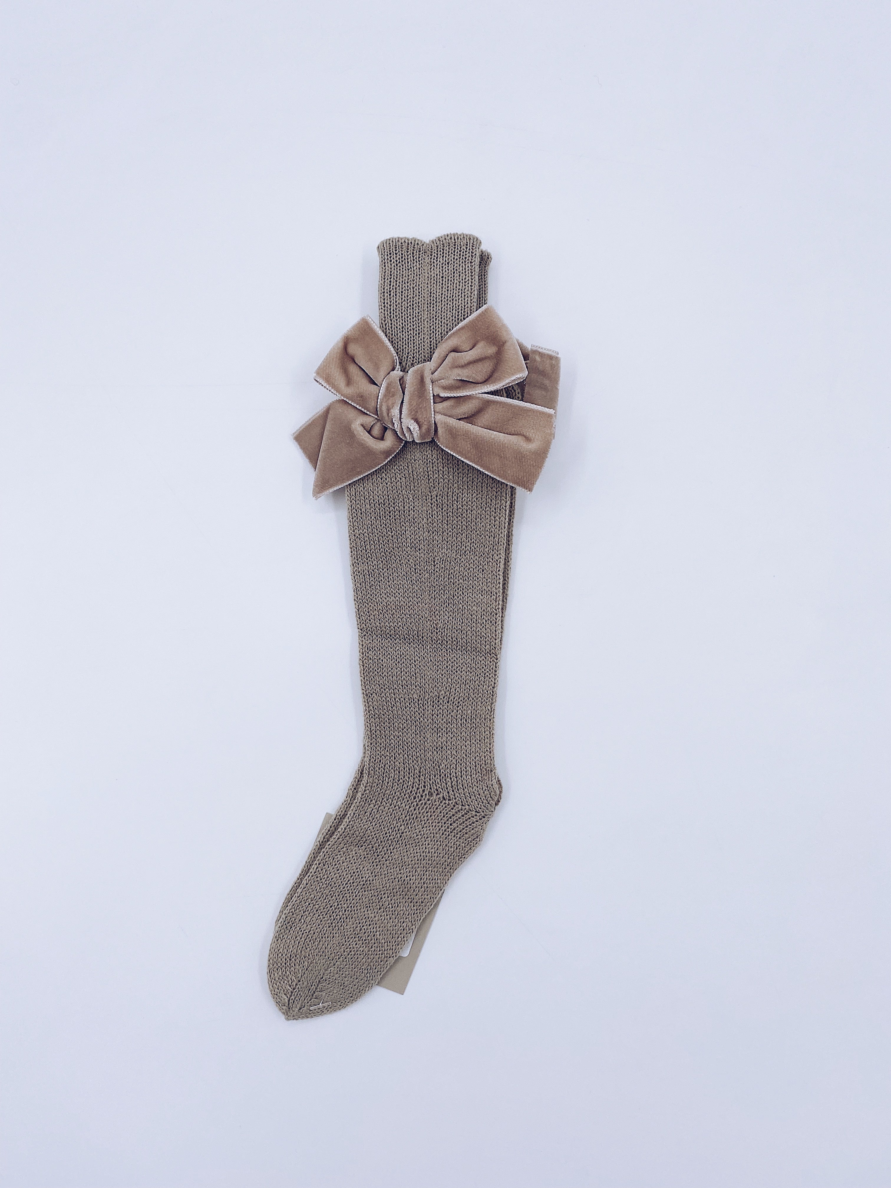 Beautiful high knee Knitted socks with Luxurious velvet bows(7009)