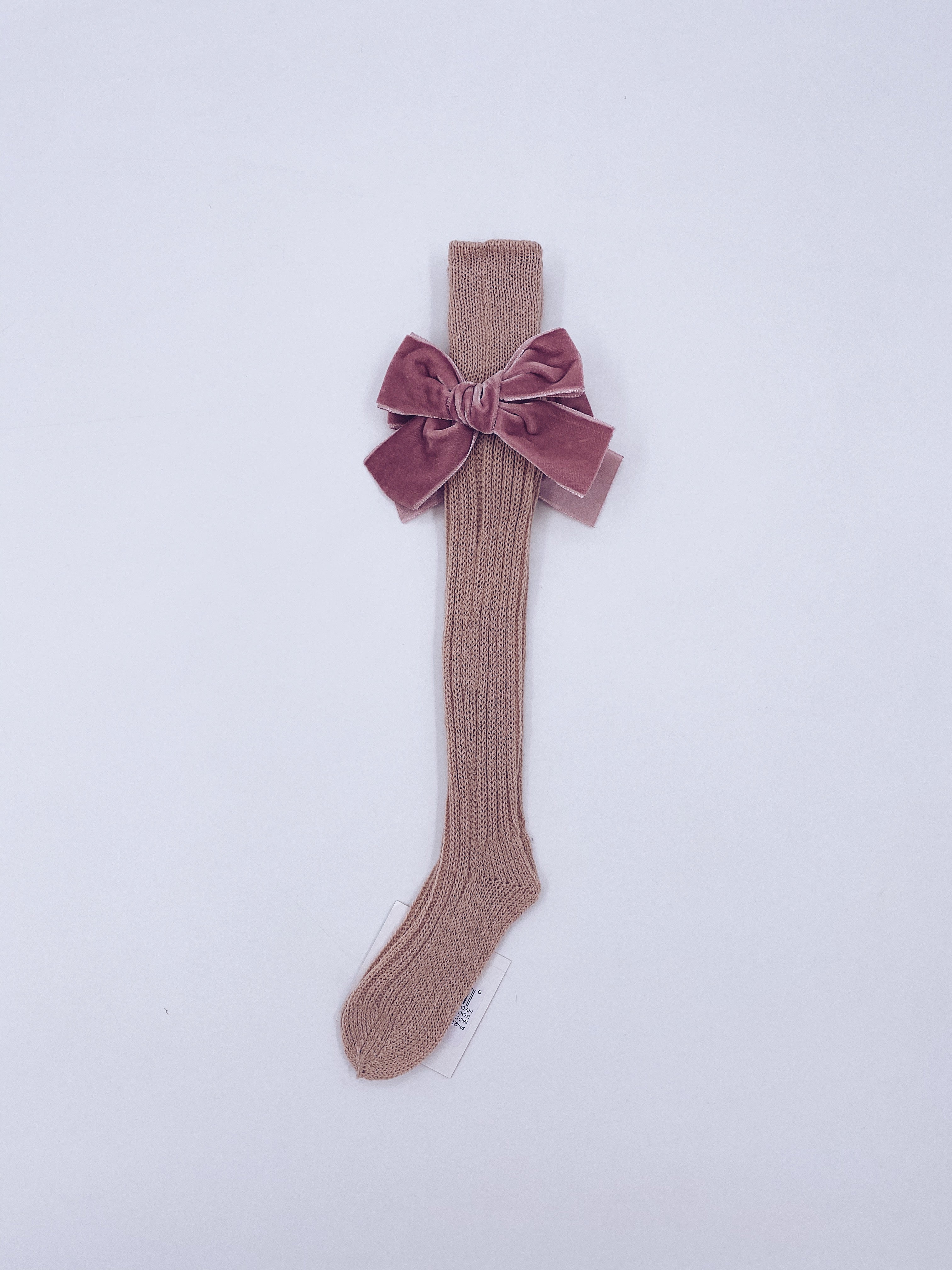 Beautiful high knee Knitted socks with Luxurious velvet bows(7051)