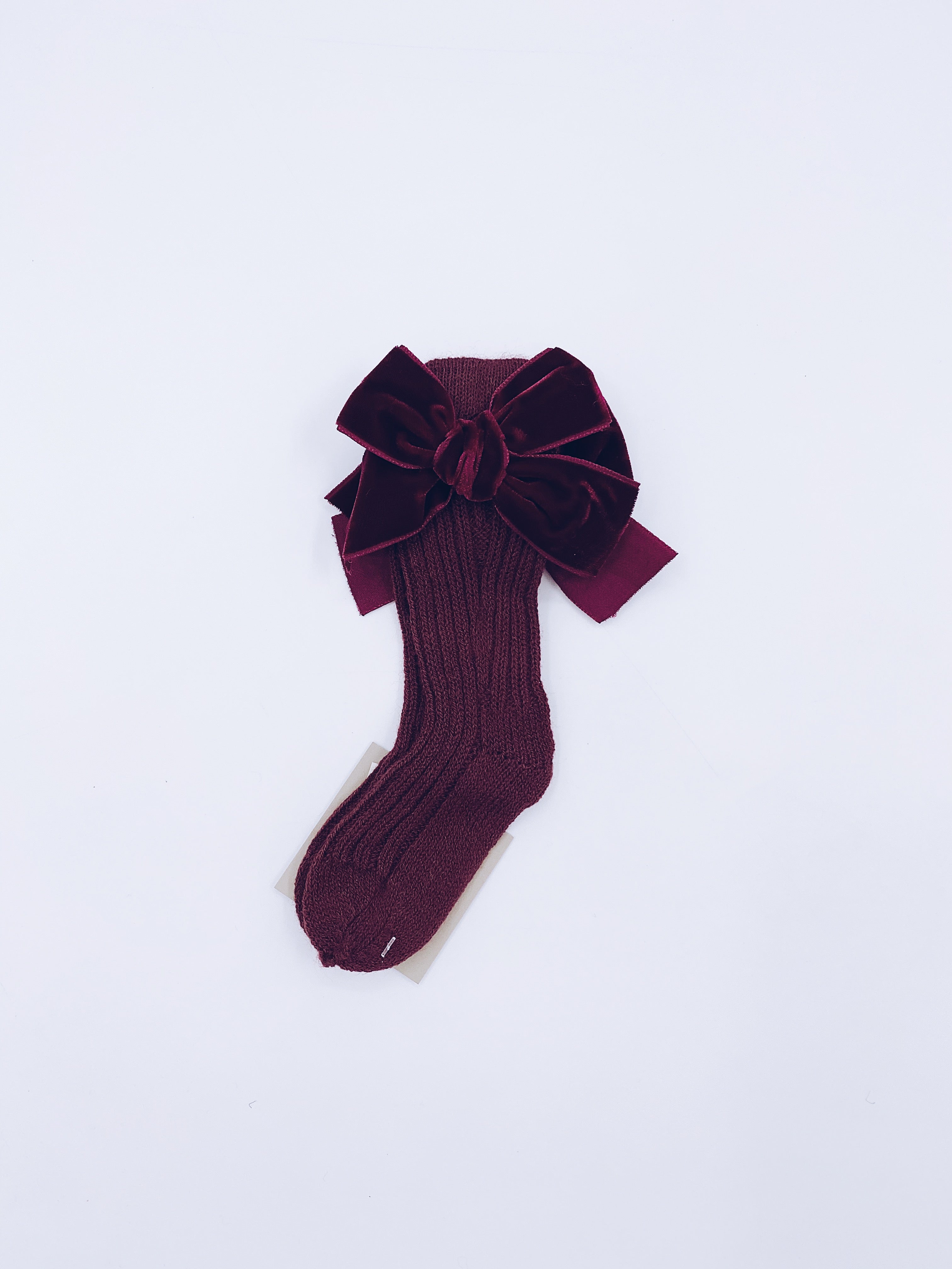 Beautiful knitted socks with Luxurious velvet bows