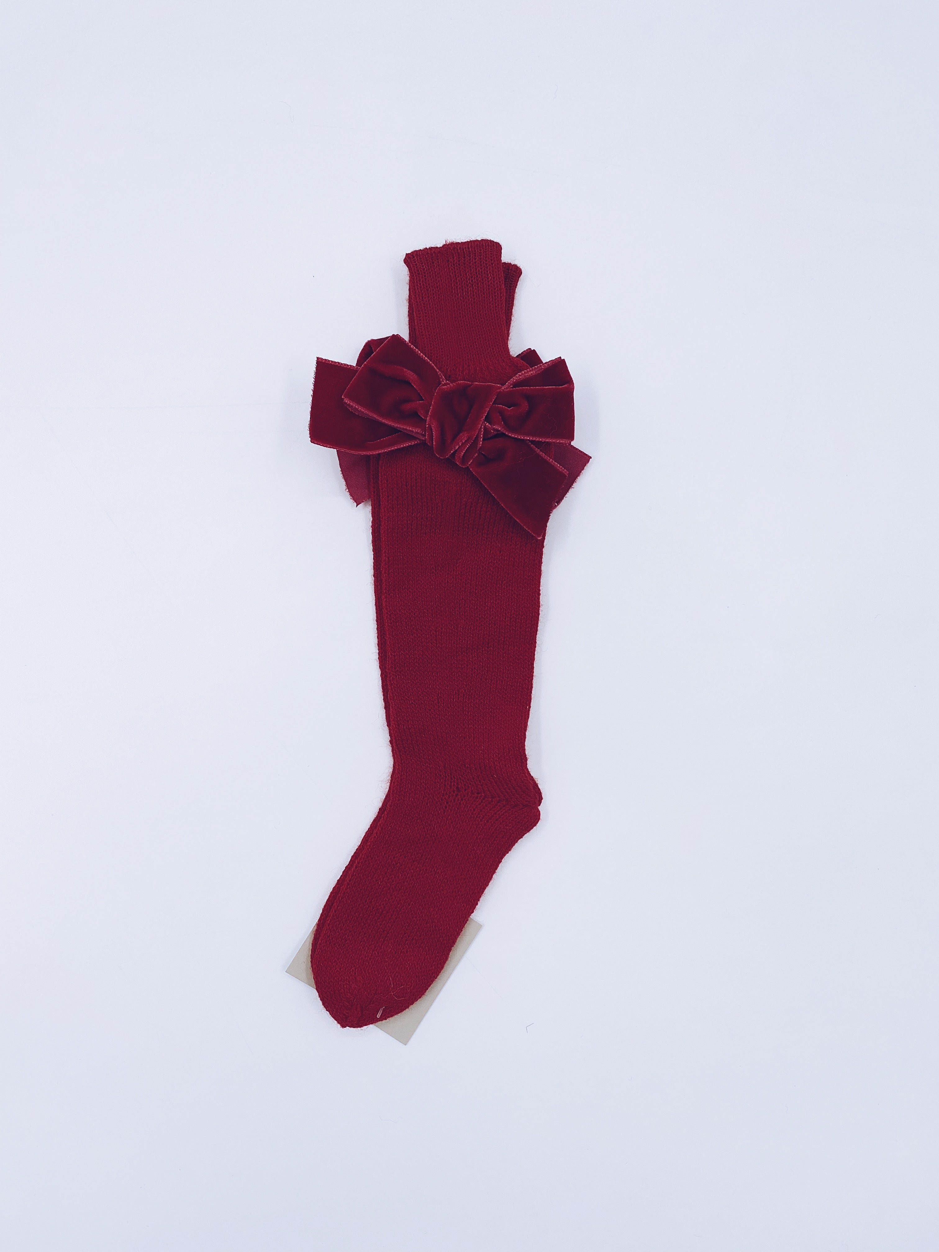 Beautiful high knee Knitted socks with Luxurious velvet bows(7009)