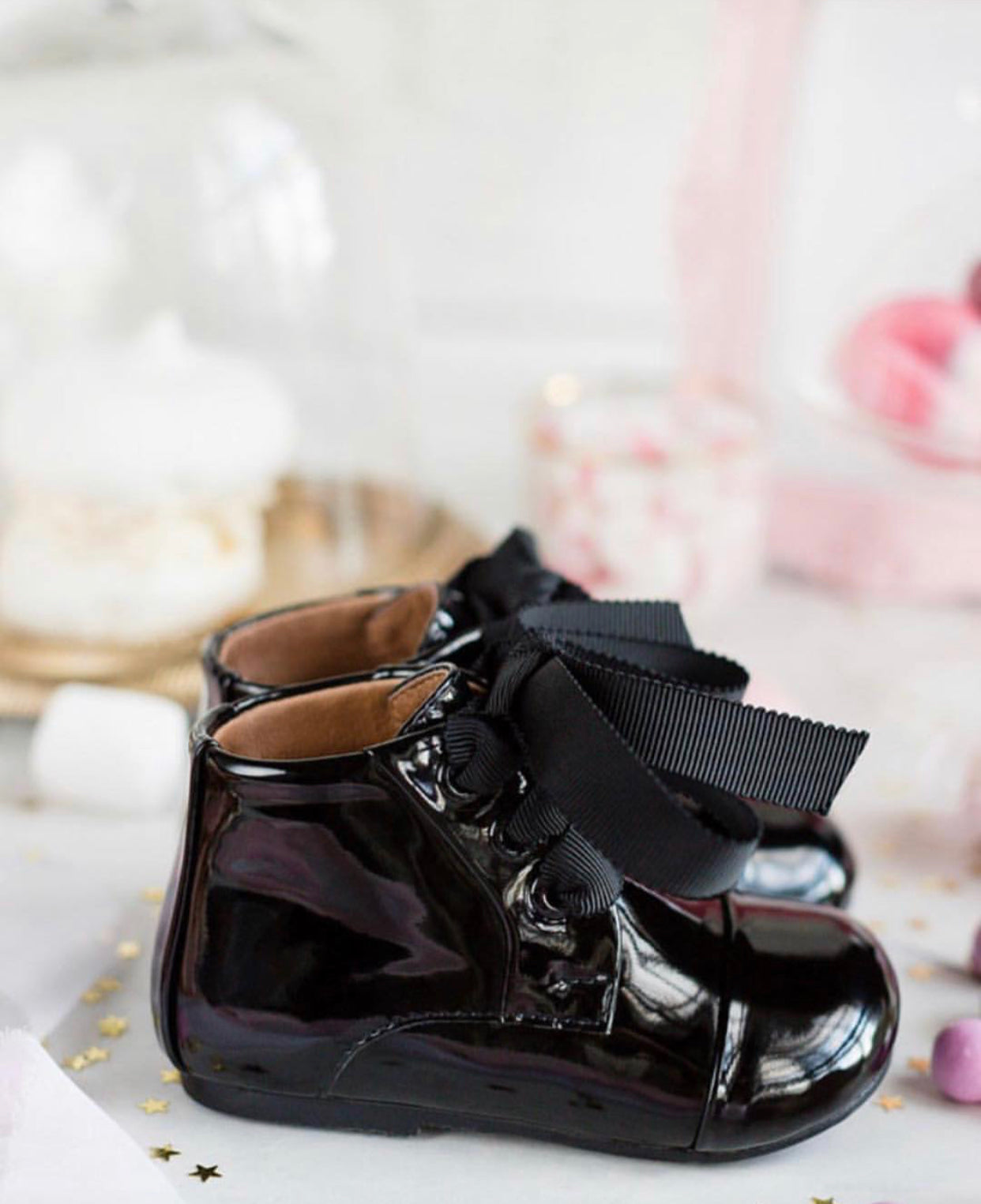 Baby girl black patent boots sales