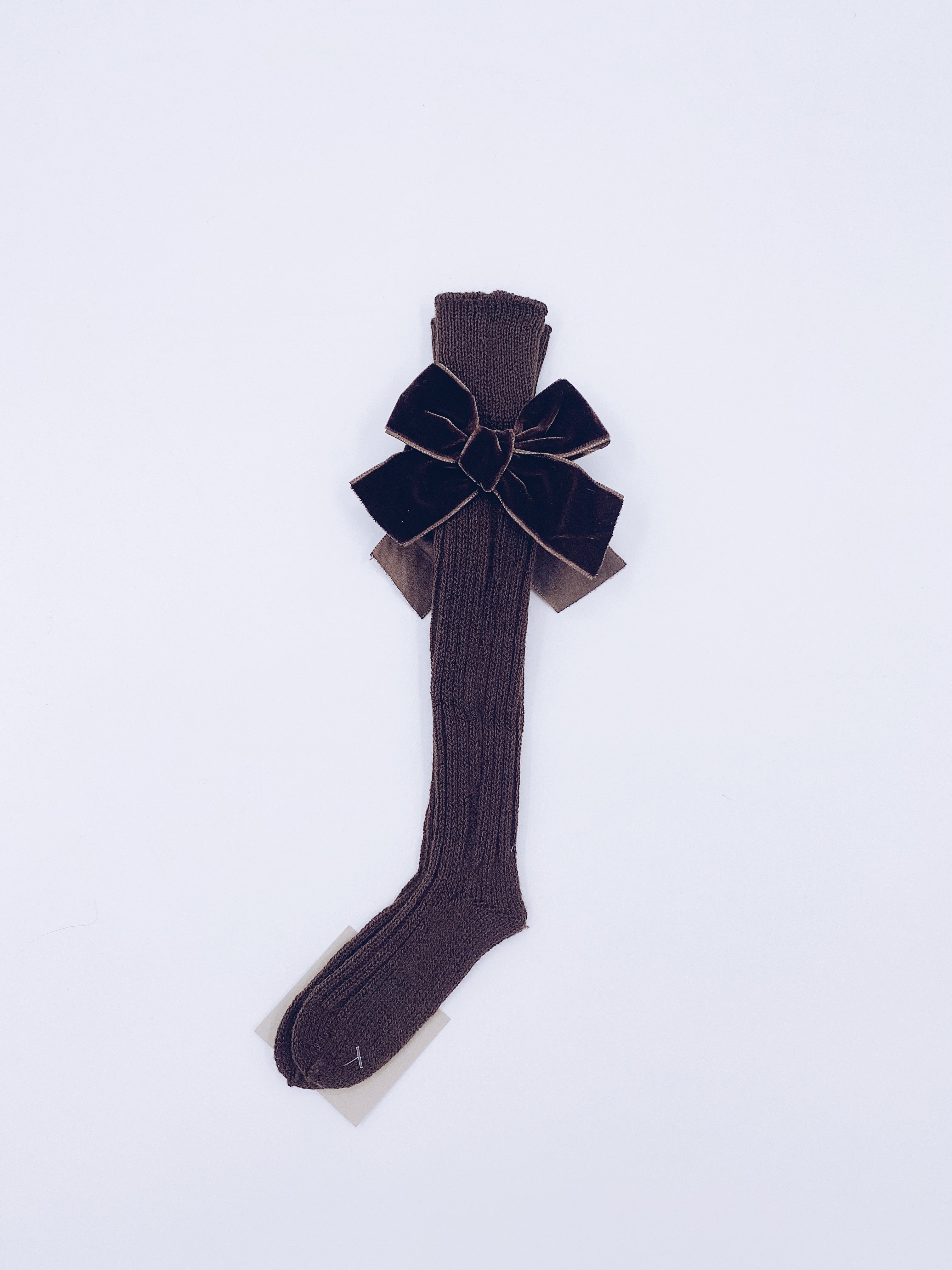 Beautiful high knee Knitted socks with Luxurious velvet bows(7051)