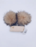NEW!!MI LOVES Signature Angora Double pompom hat.