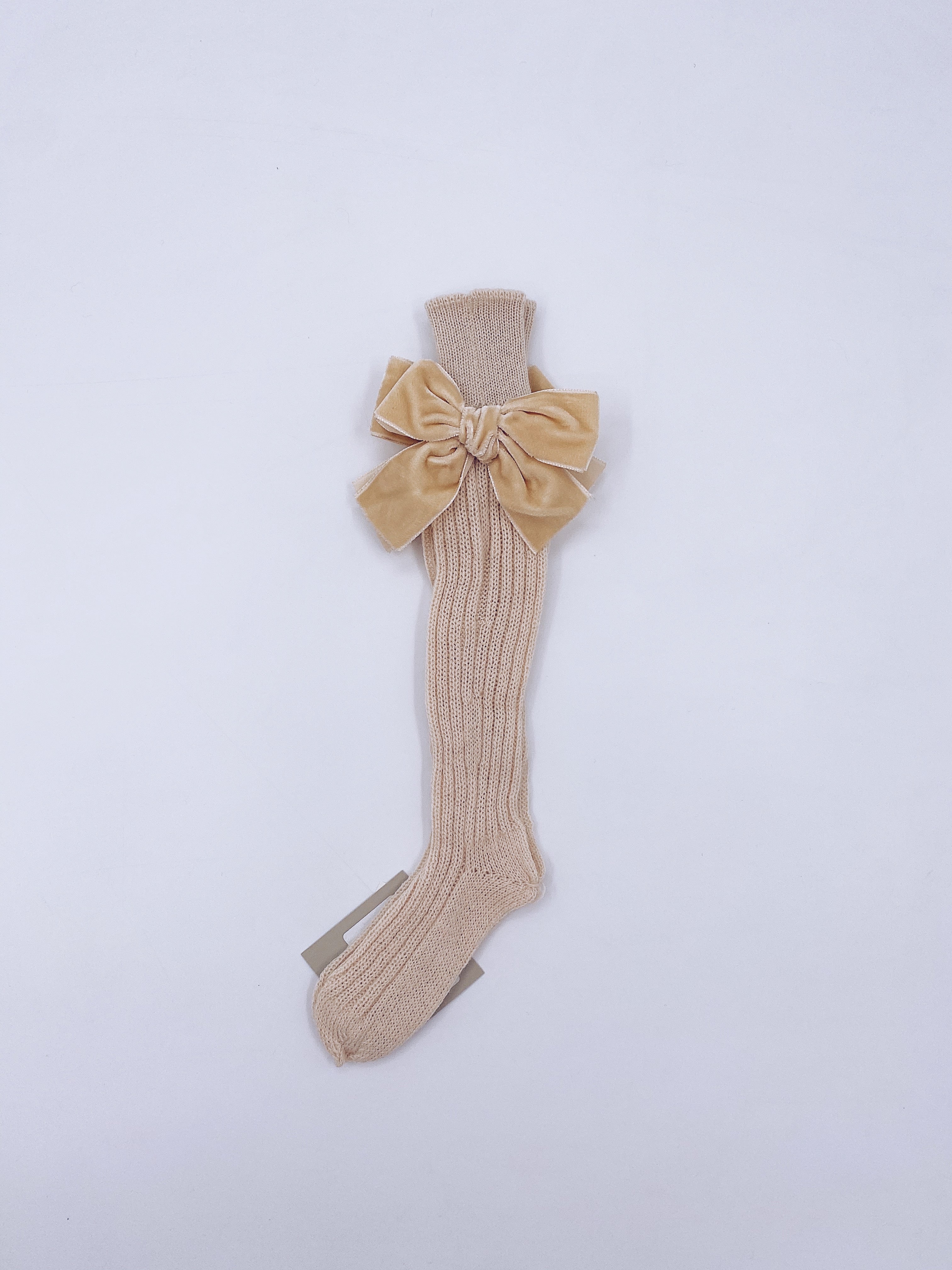 Beautiful high knee Knitted socks with Luxurious velvet bows(7051)