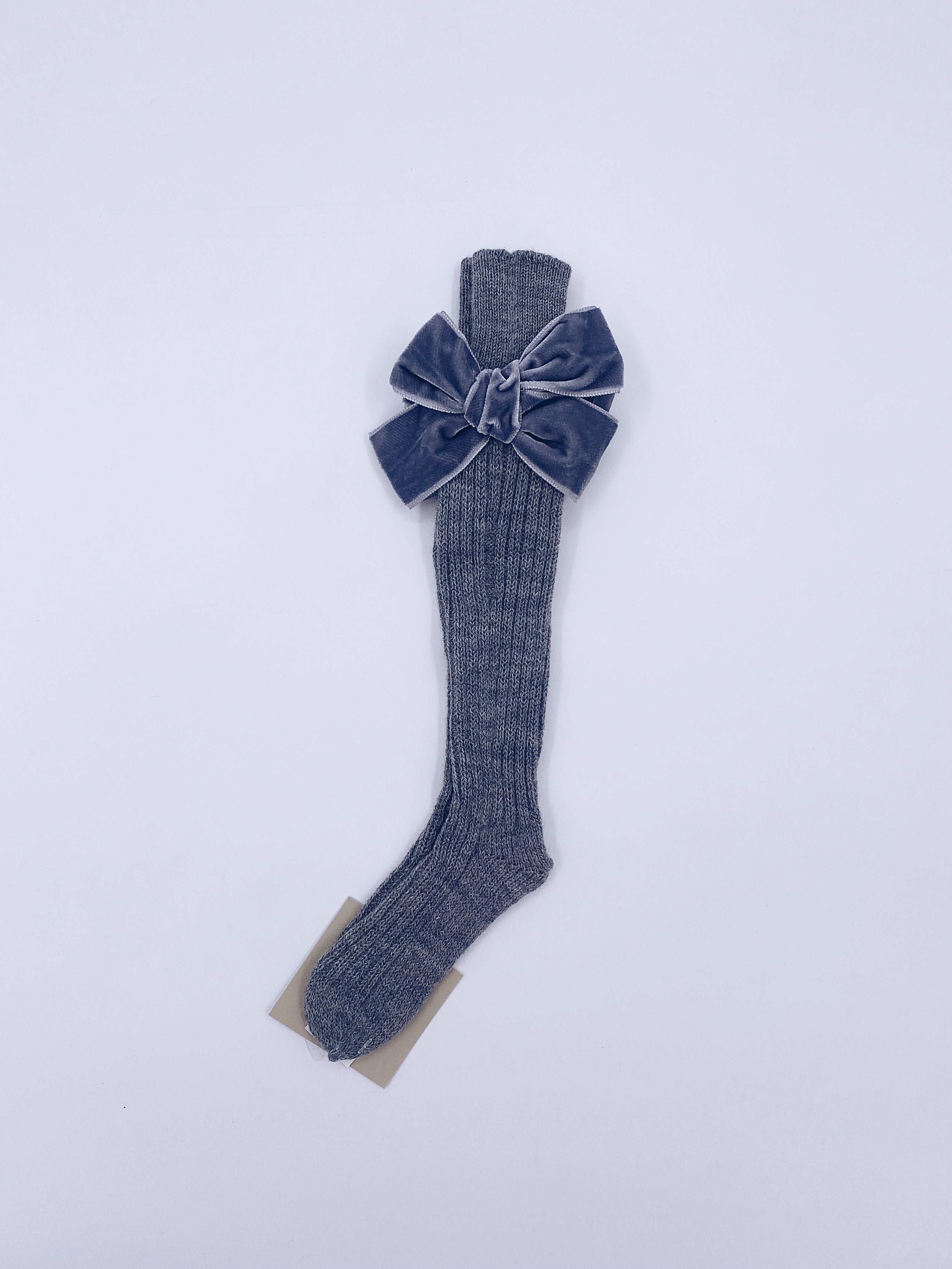 Beautiful high knee Knitted socks with Luxurious velvet bows(7051)