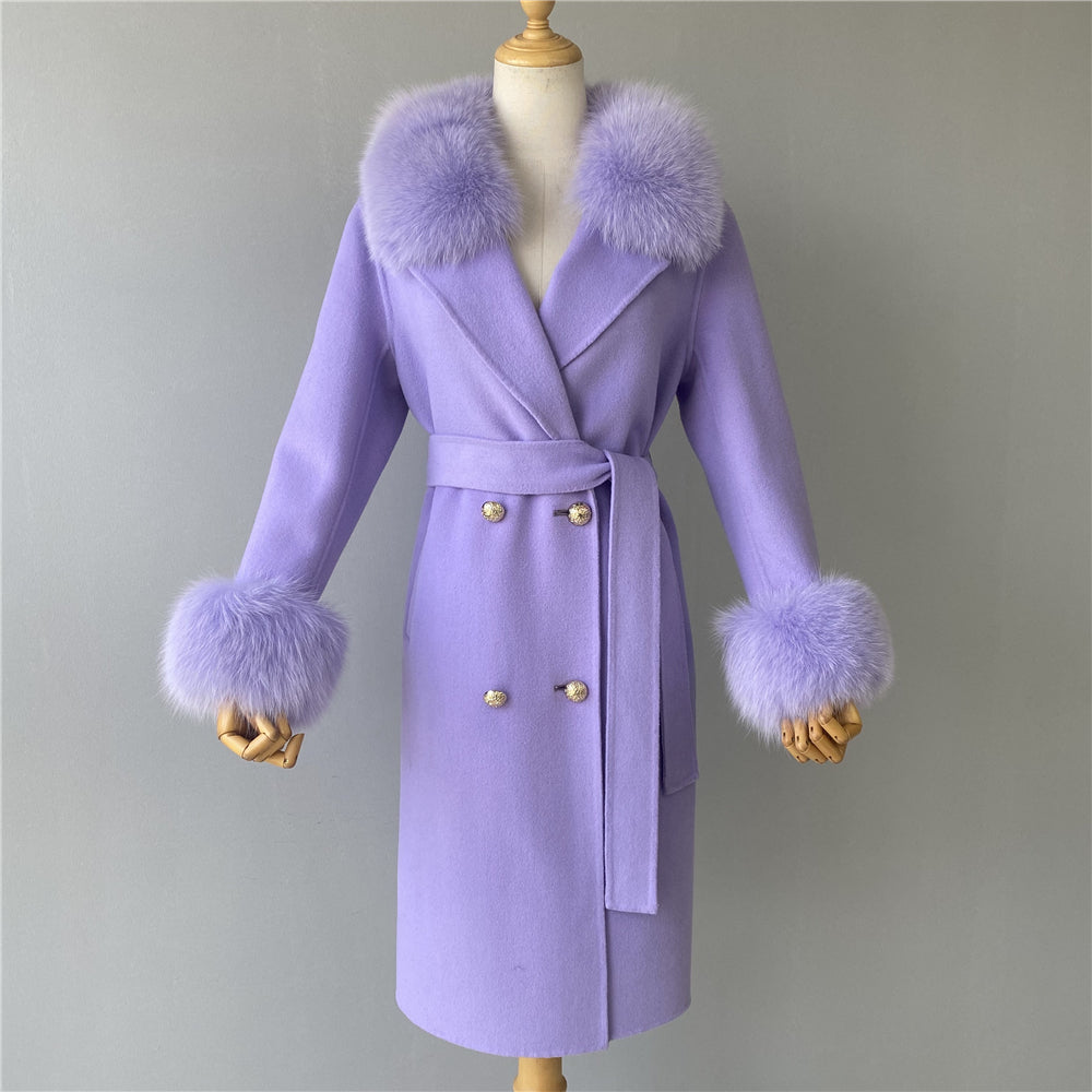 Beautiful Cashmere blend jacket with Fox fur trim/cuffs