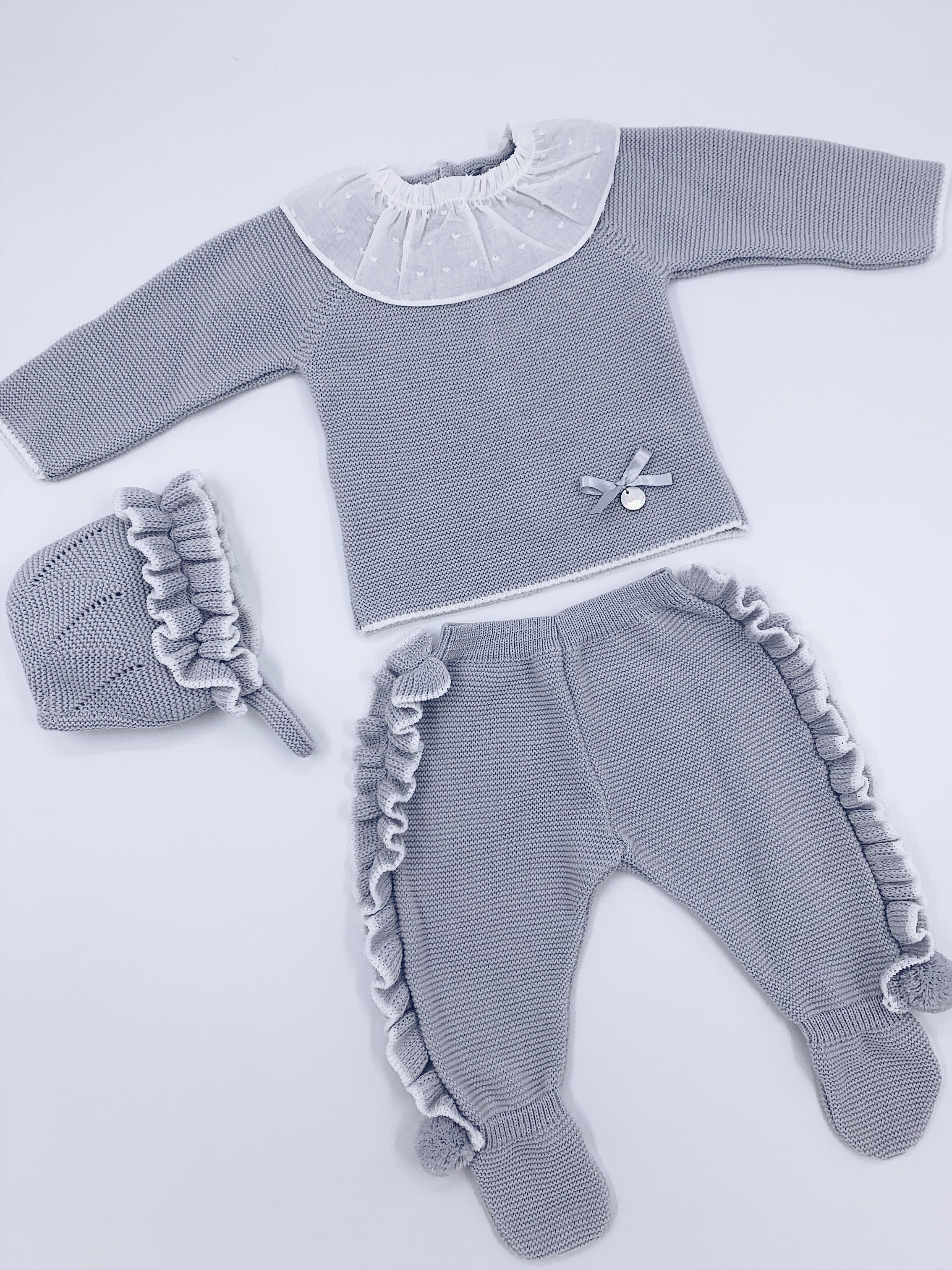 Rochy baby knitted 2 piece sets with ruffle details