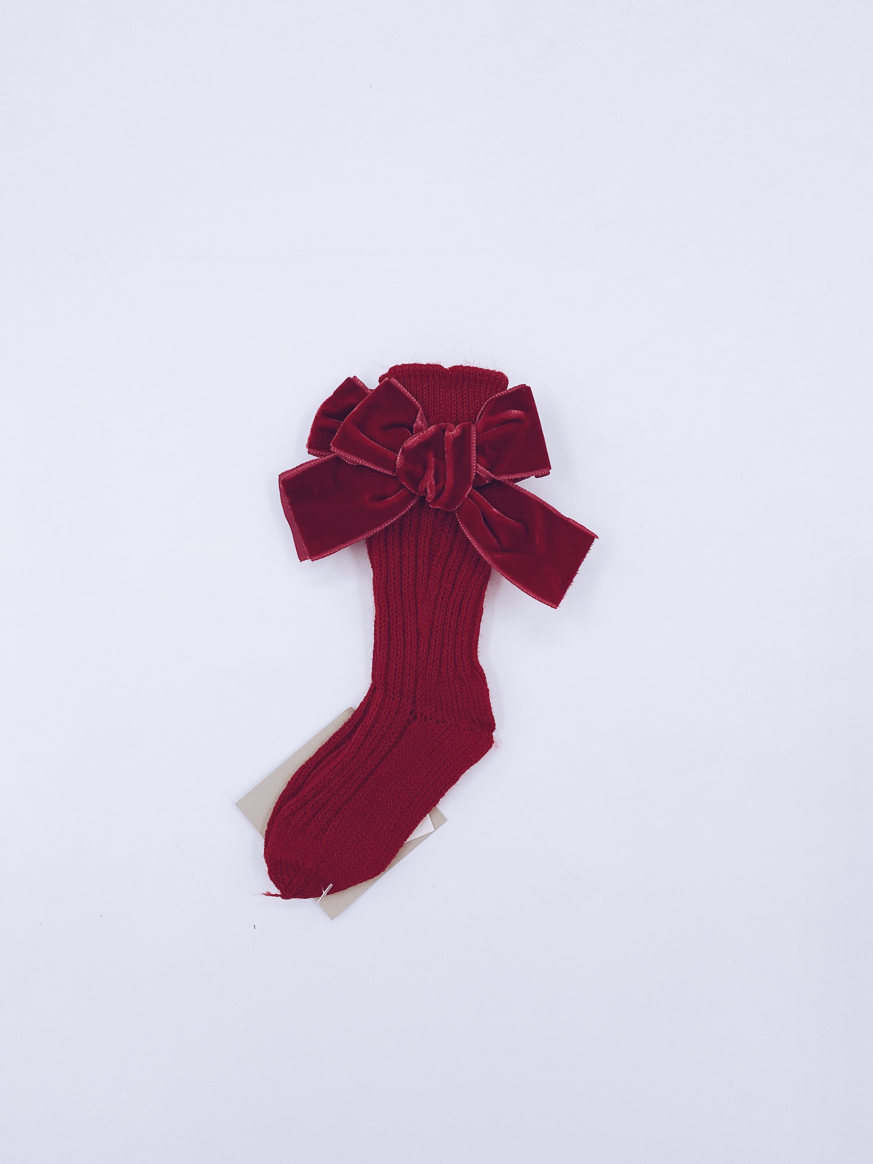 Beautiful knitted socks with Luxurious velvet bows