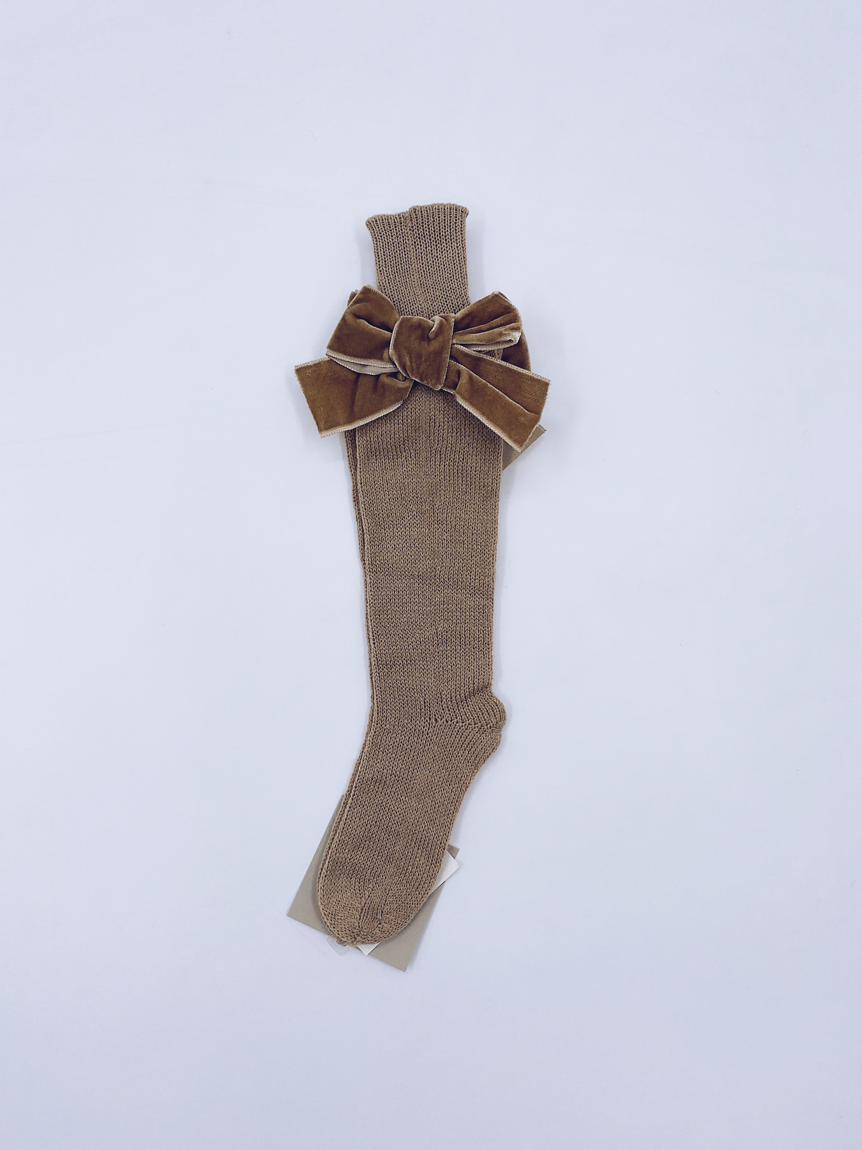 Beautiful high knee Knitted socks with Luxurious velvet bows(7009)
