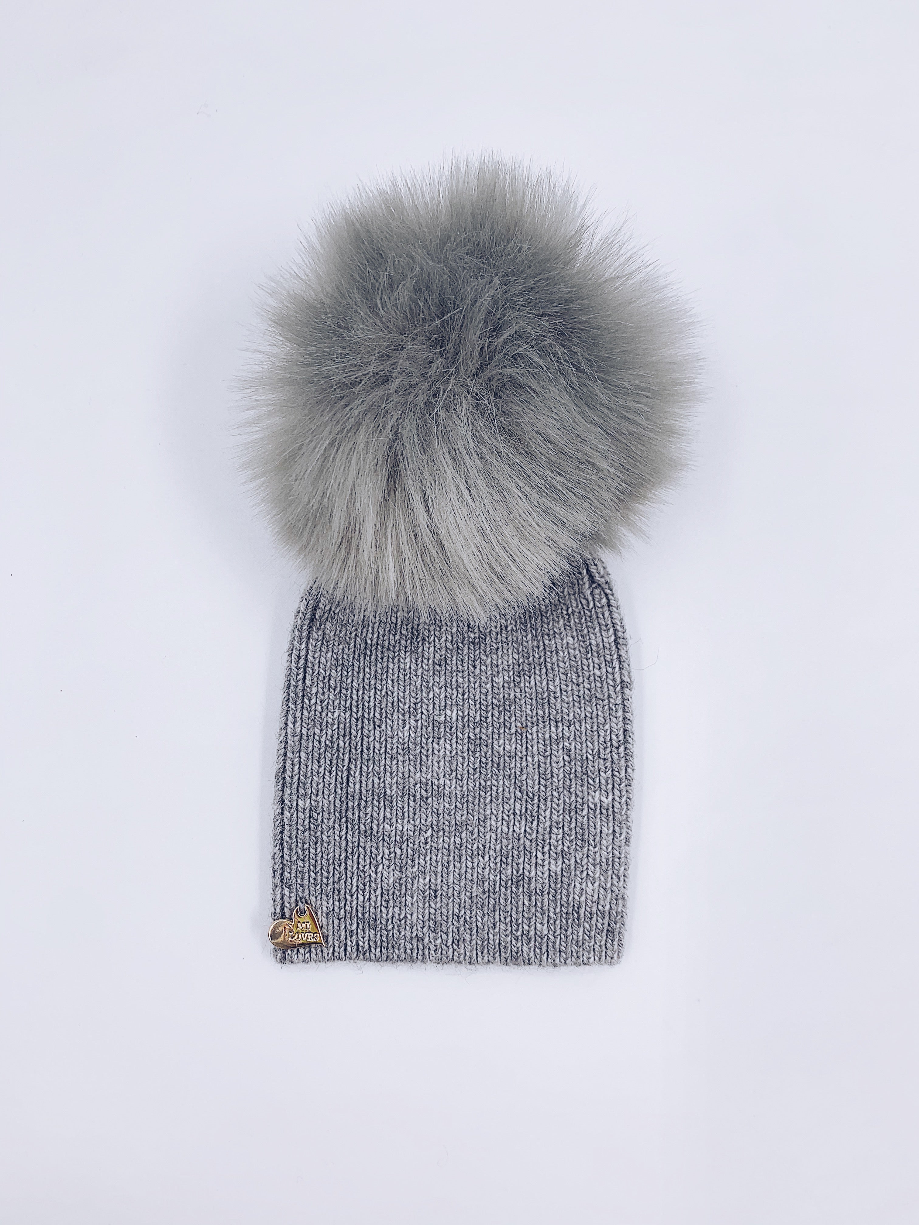 MI LOVES SIGNATURE Angora kids hat with Synthetic FUR pompom