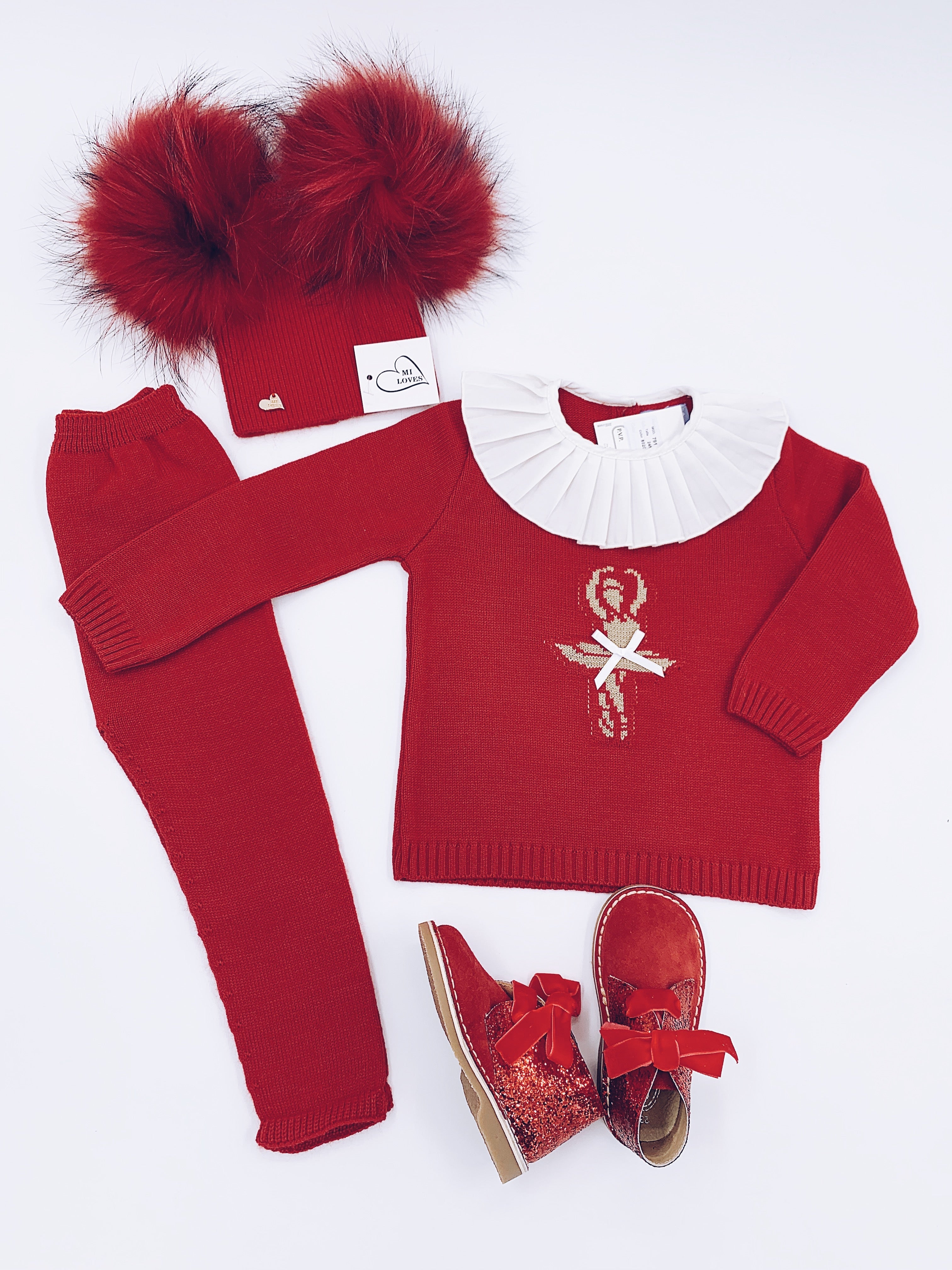 Ballerina knitted suit with Frilly neck details
