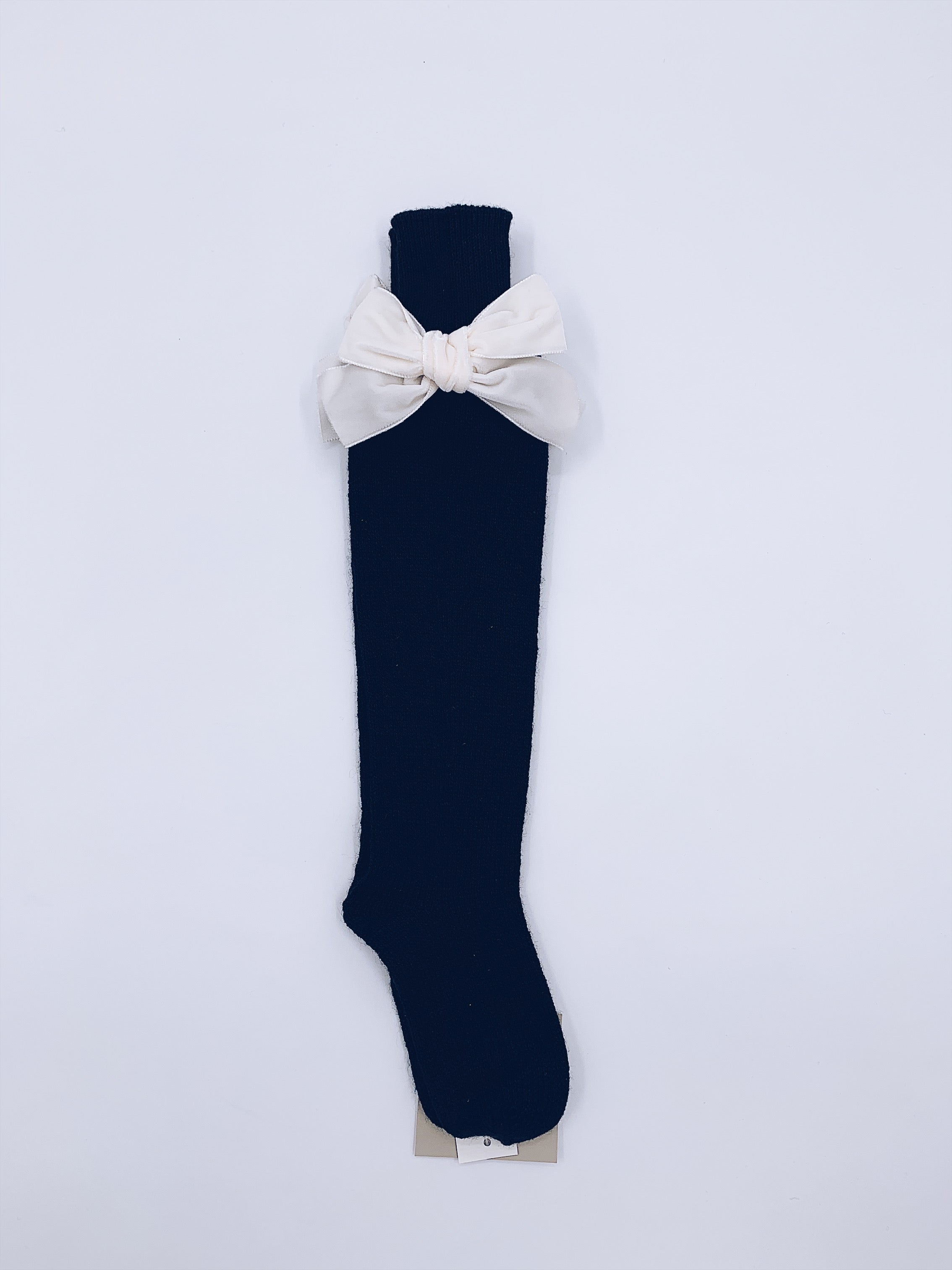 Beautiful Knitted High Knee Socks With Velvet Bows