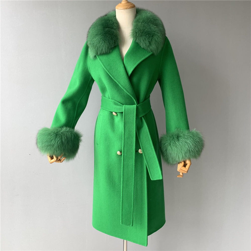 Beautiful Cashmere blend jacket with Fox fur trim/cuffs