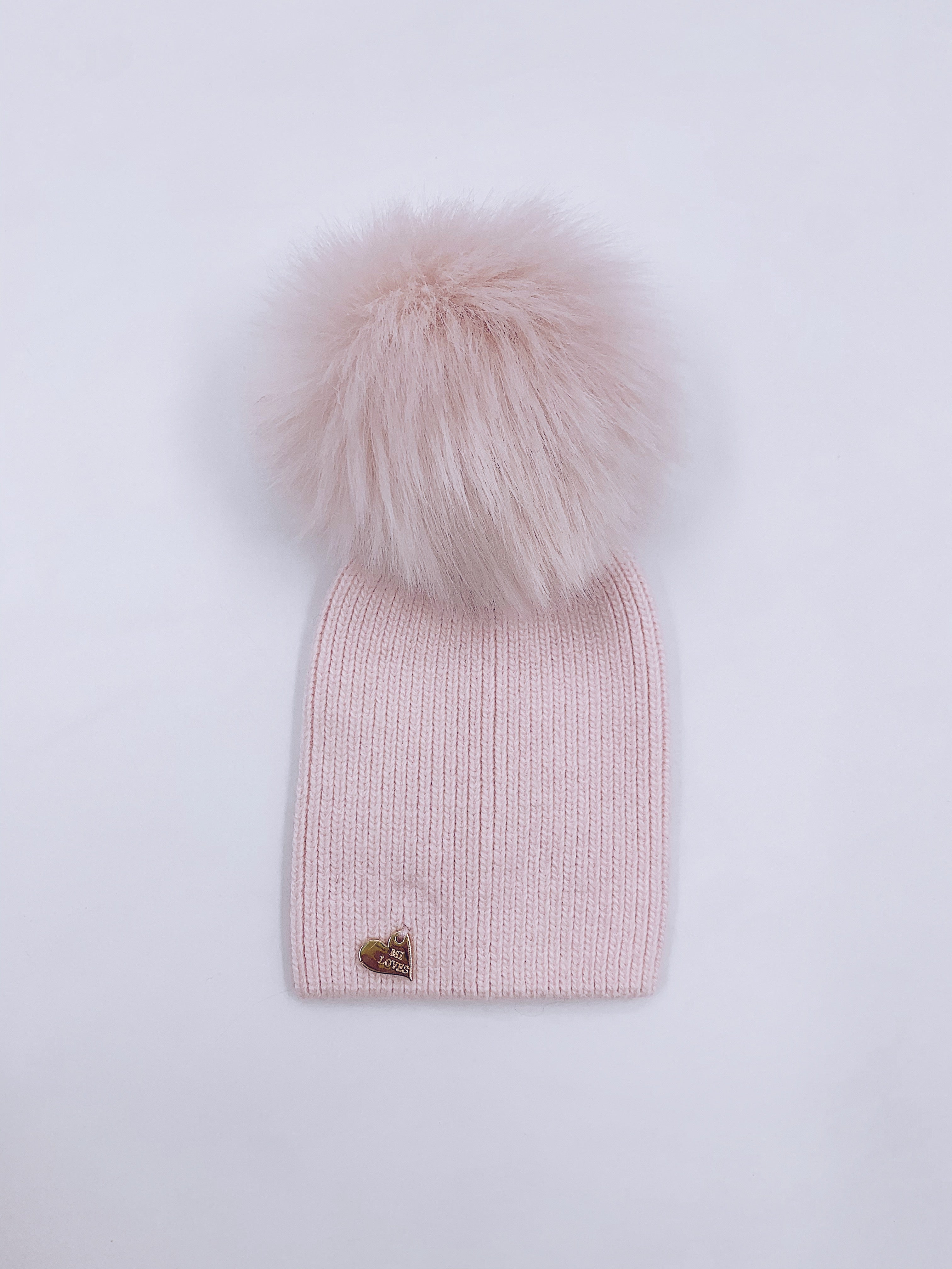 MI LOVES SIGNATURE Angora kids hat with Synthetic FUR pompom
