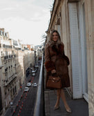 MI LOVES SIGNATURE Luxurious leather trench coat with Fox fur trim/cuffs