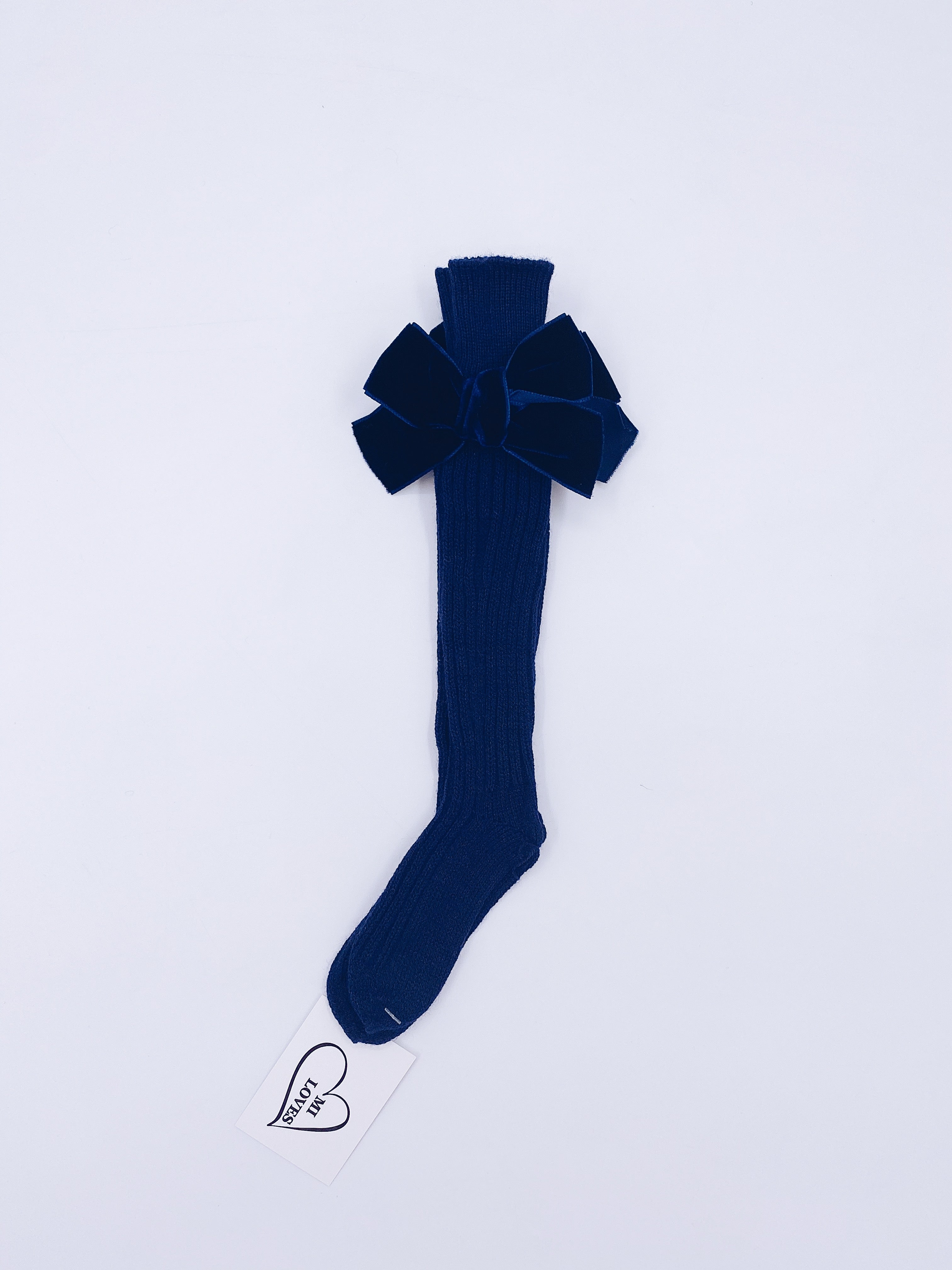 Beautiful high knee Knitted socks with Luxurious velvet bows(7051)