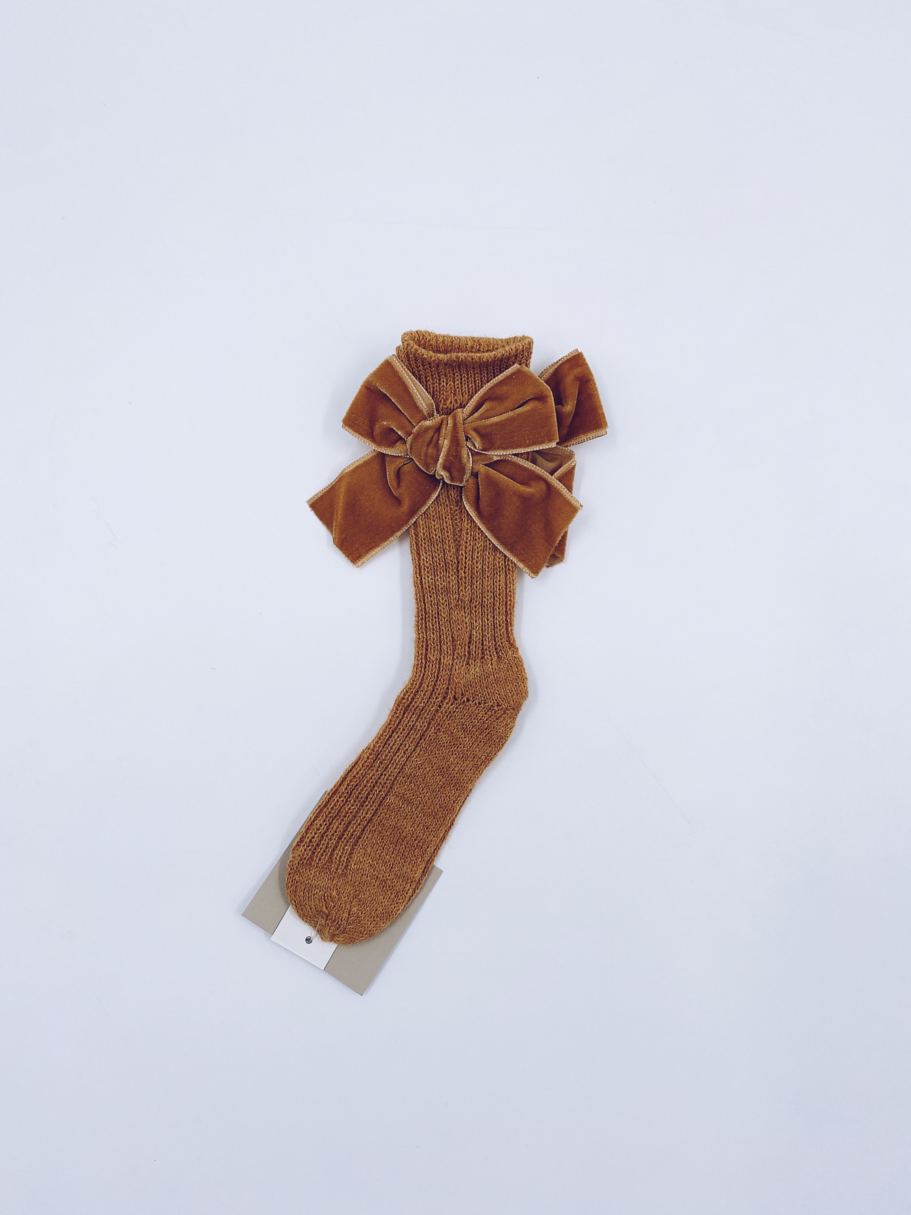 Beautiful knitted socks with Luxurious velvet bows