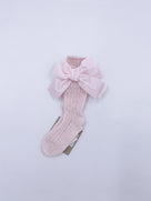 Beautiful knitted socks with Luxurious velvet bows.