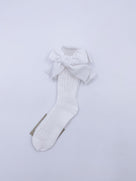 Beautiful knitted socks with Luxurious velvet bows.