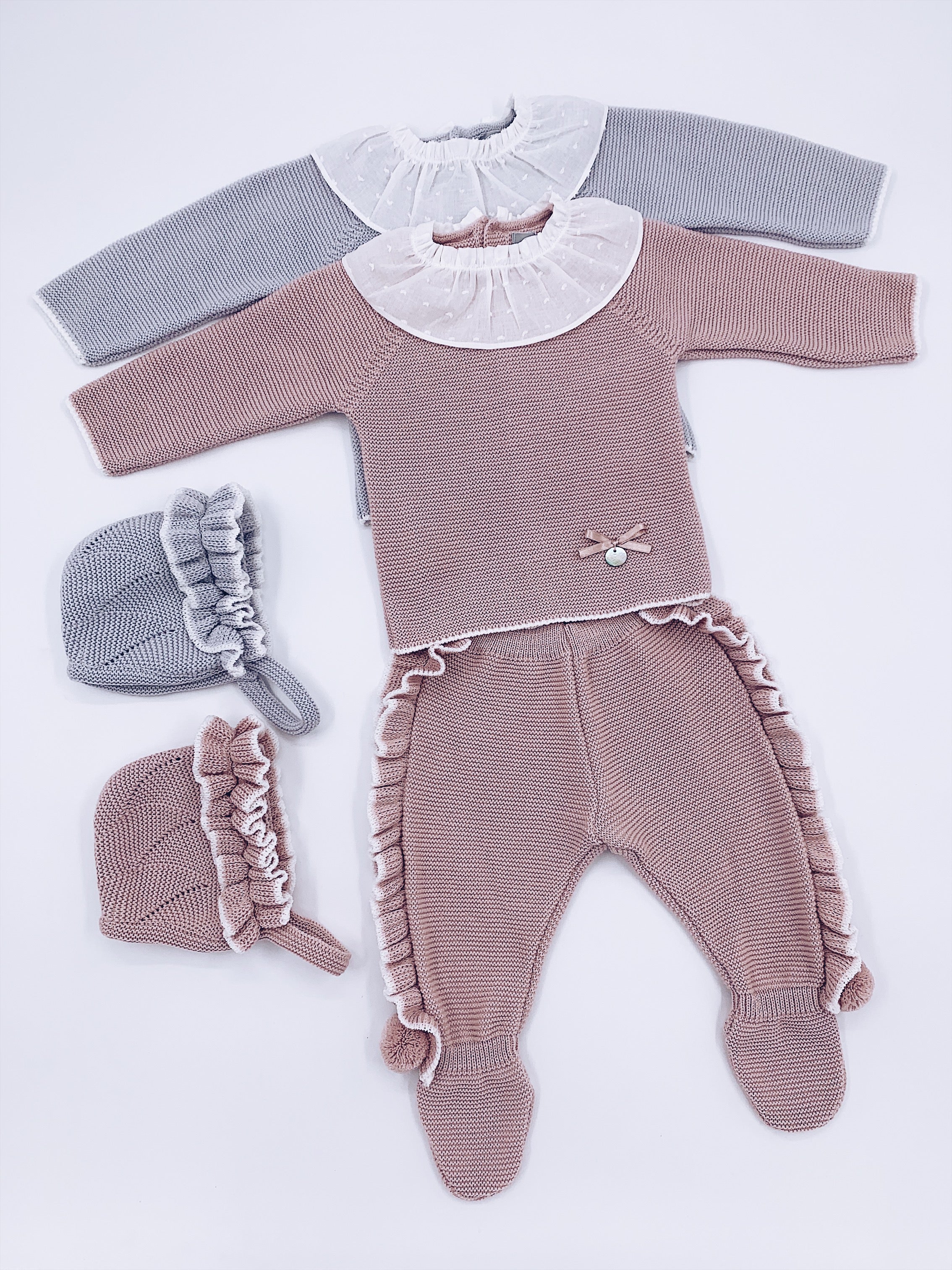 Rochy baby knitted 2 piece sets with ruffle details