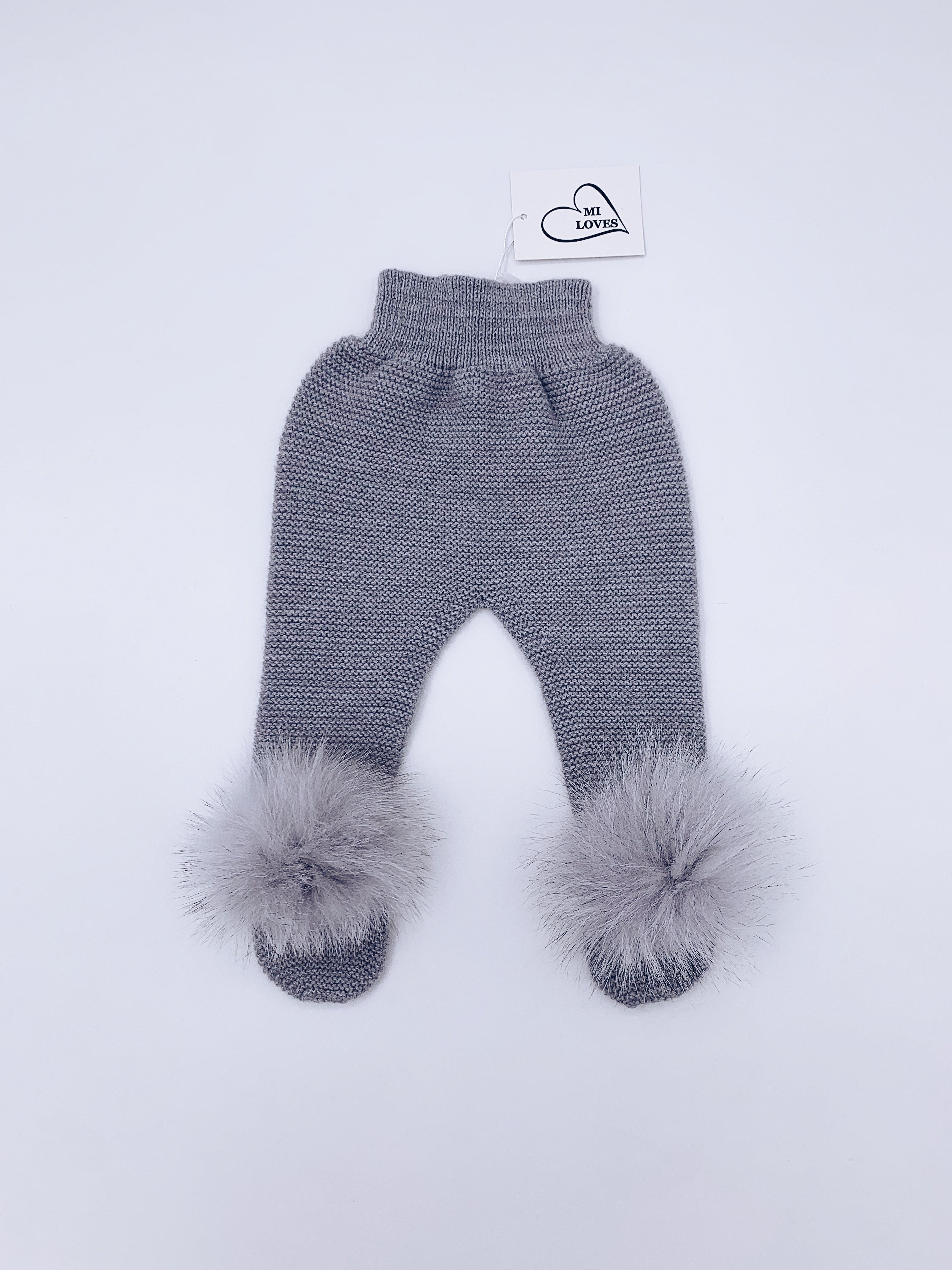 MI LOVES SIGNATURE Knitted pompom Leggings.
