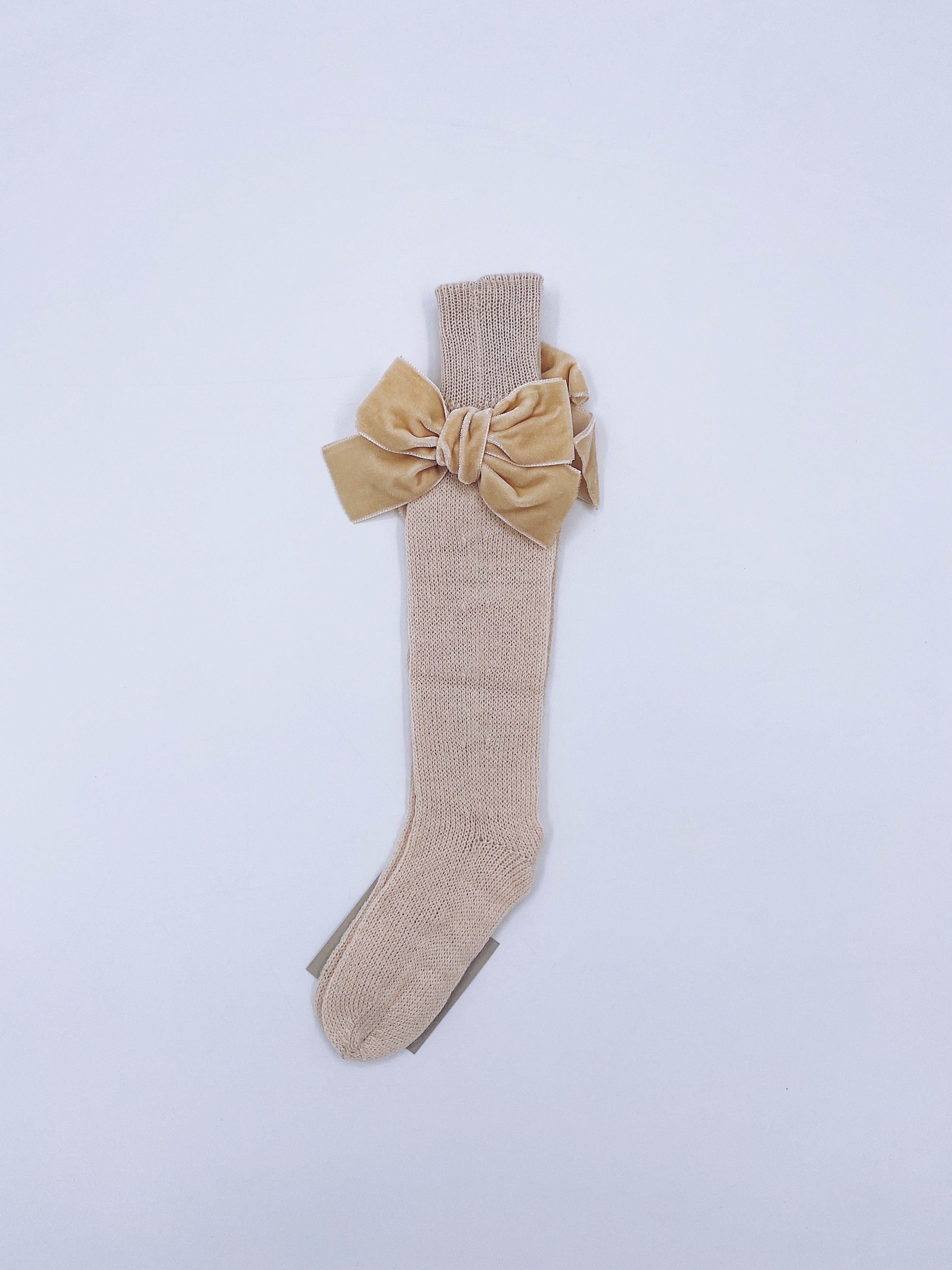Beautiful high knee Knitted socks with Luxurious velvet bows(7009)