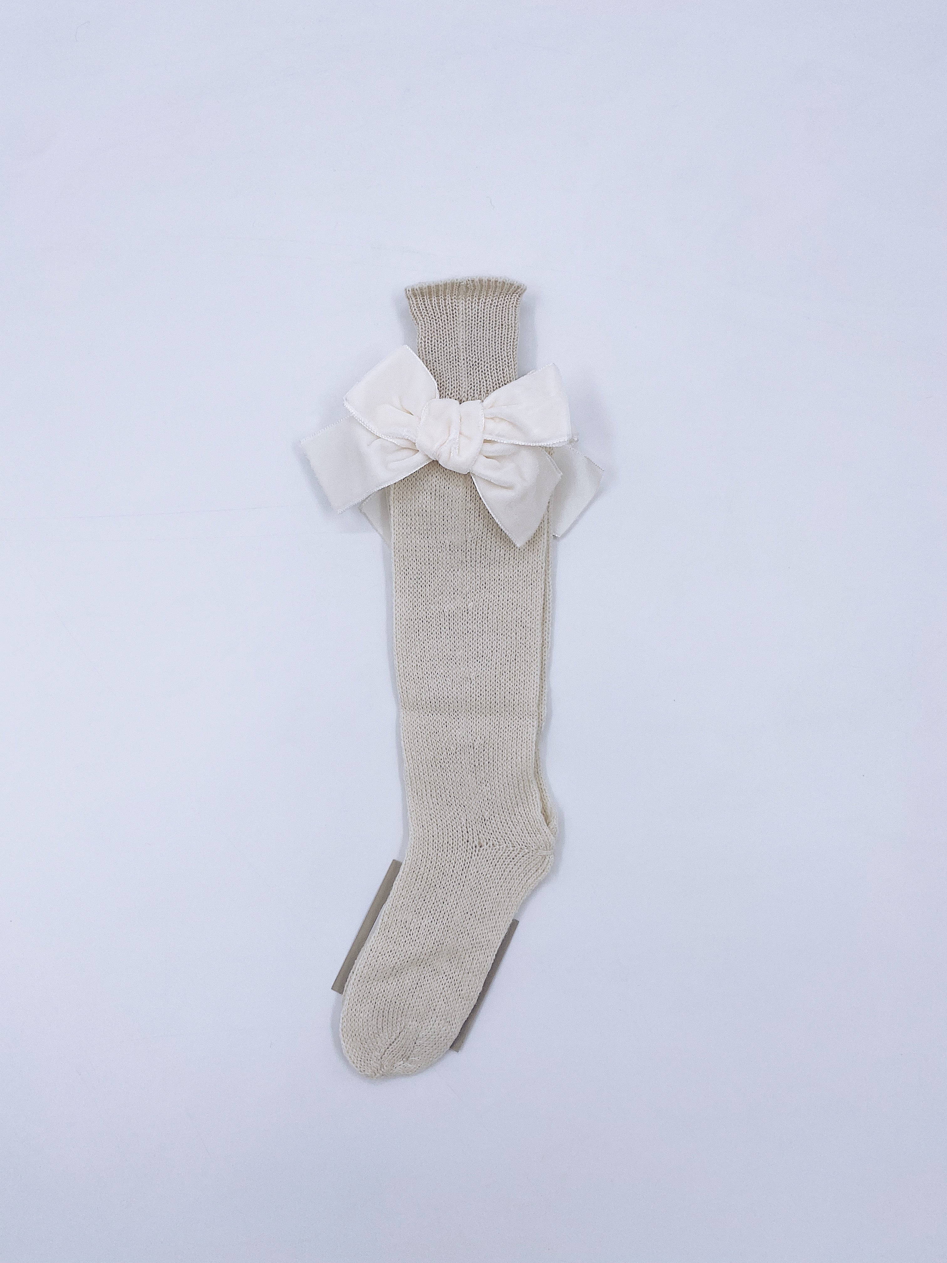Beautiful high knee Knitted socks with Luxurious velvet bows(7009)