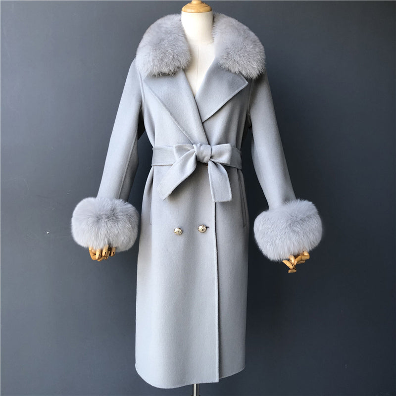 Beautiful Cashmere blend jacket with Fox fur trim/cuffs