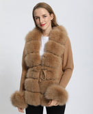 Luxurious Wool knit cardigan with Fox fur trim
